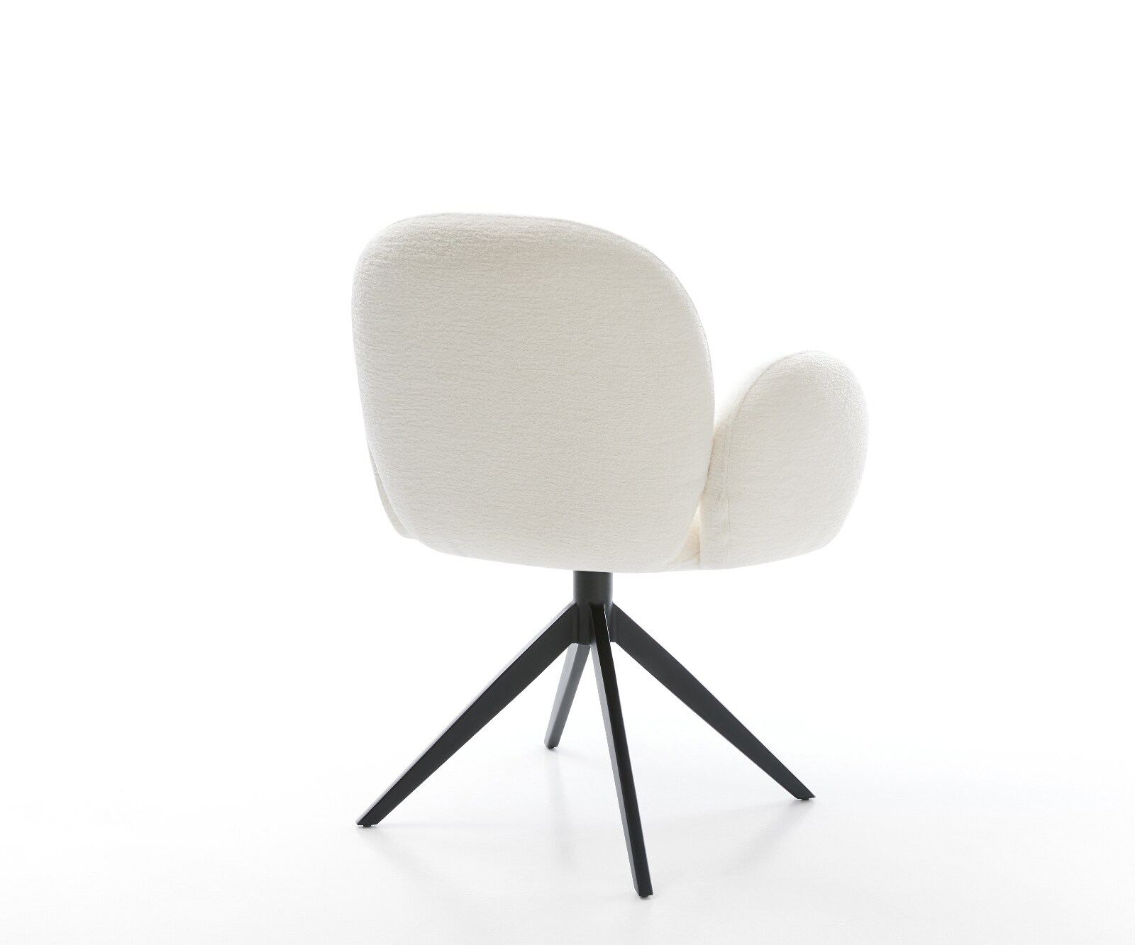 Drehstuhl Nube-Flex mit Armlehnen Bouclé Soft Beige Kreuzgestell breit Schwarz 360° drehbar Wippfunktion Taschenfederkern 5