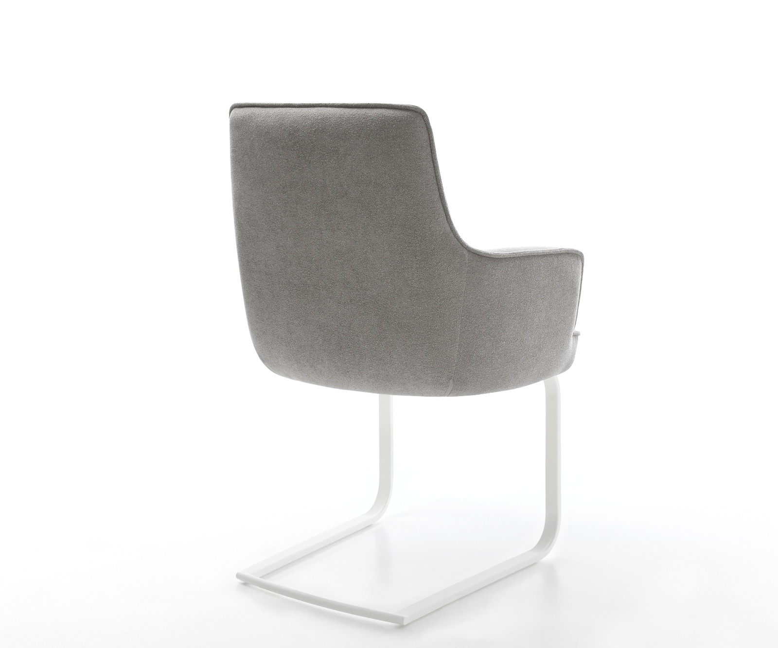 Freischwinger Heira-Flex mit Armlehnen Strukturstoff Soft Grau Freischwinger flach Weiß Taschenfederkern 5