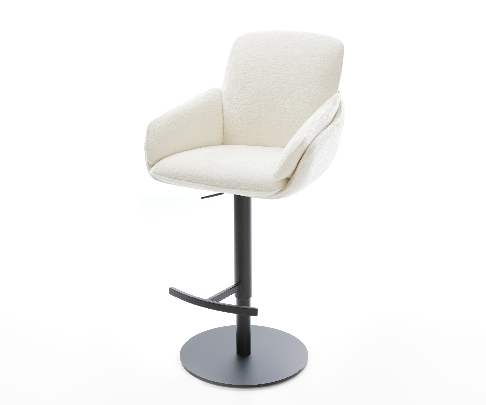 Barstuhl Luan-Flex Bouclé Soft Beige Drehfuß höhenverstellbar Metall Schwarz
