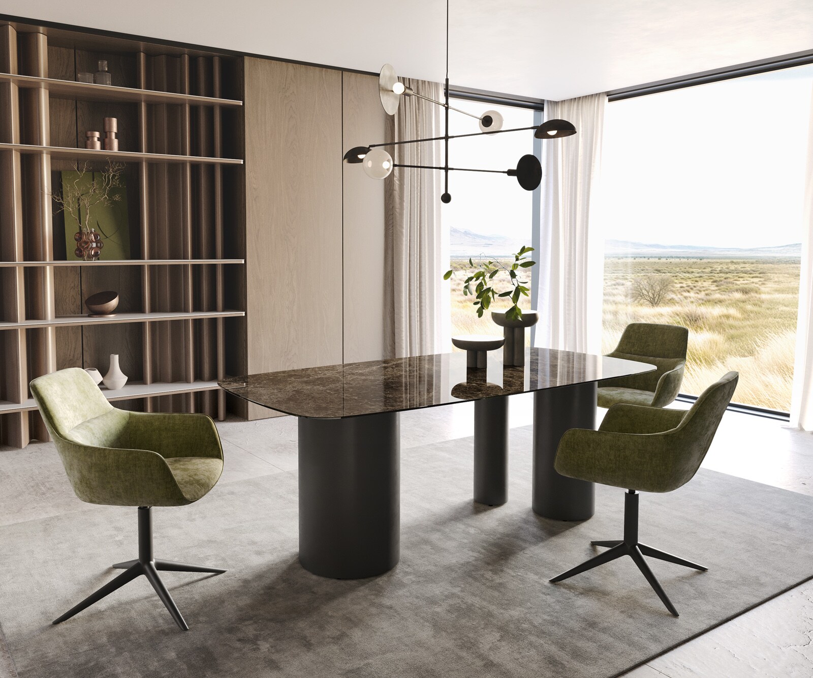 Esstisch Edge Boot 200x100 Keramik Emperador Extra Lucidato Dunkelbraun Troa Metall Schwarz 6