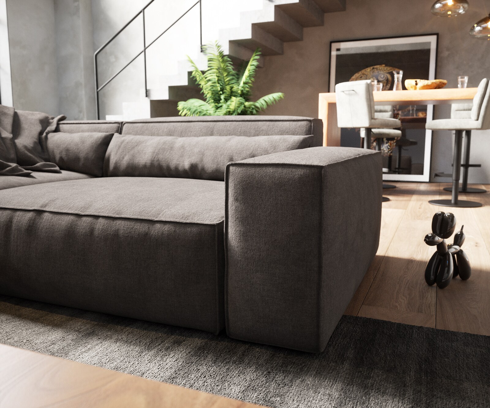 Wohnlandschaft Sirpio XL 360x260 cm Mikrofaser Khakibraun Recamiere variabel 5