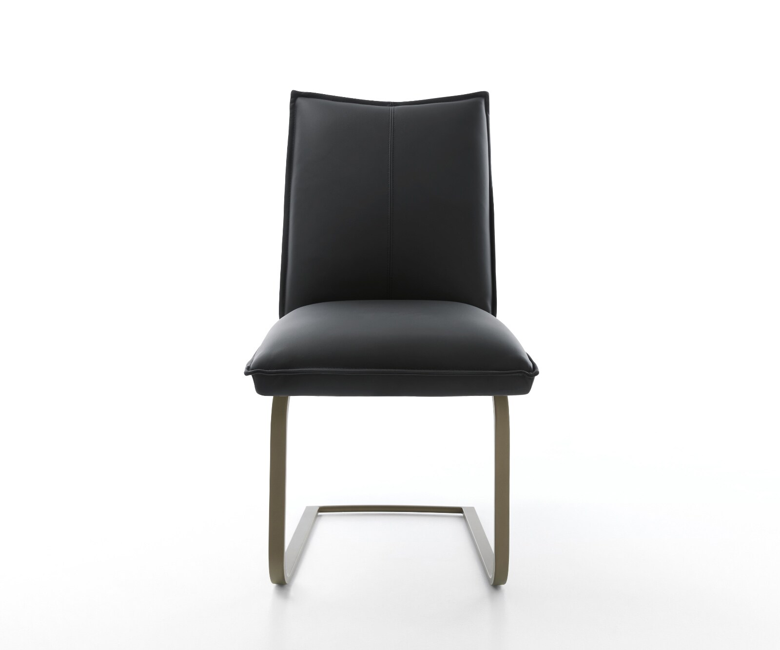 Freischwinger Lelio-Flex Echt-Leder Schwarz Freischwinger flach Effektfinish Titan Taschenfederkern 1