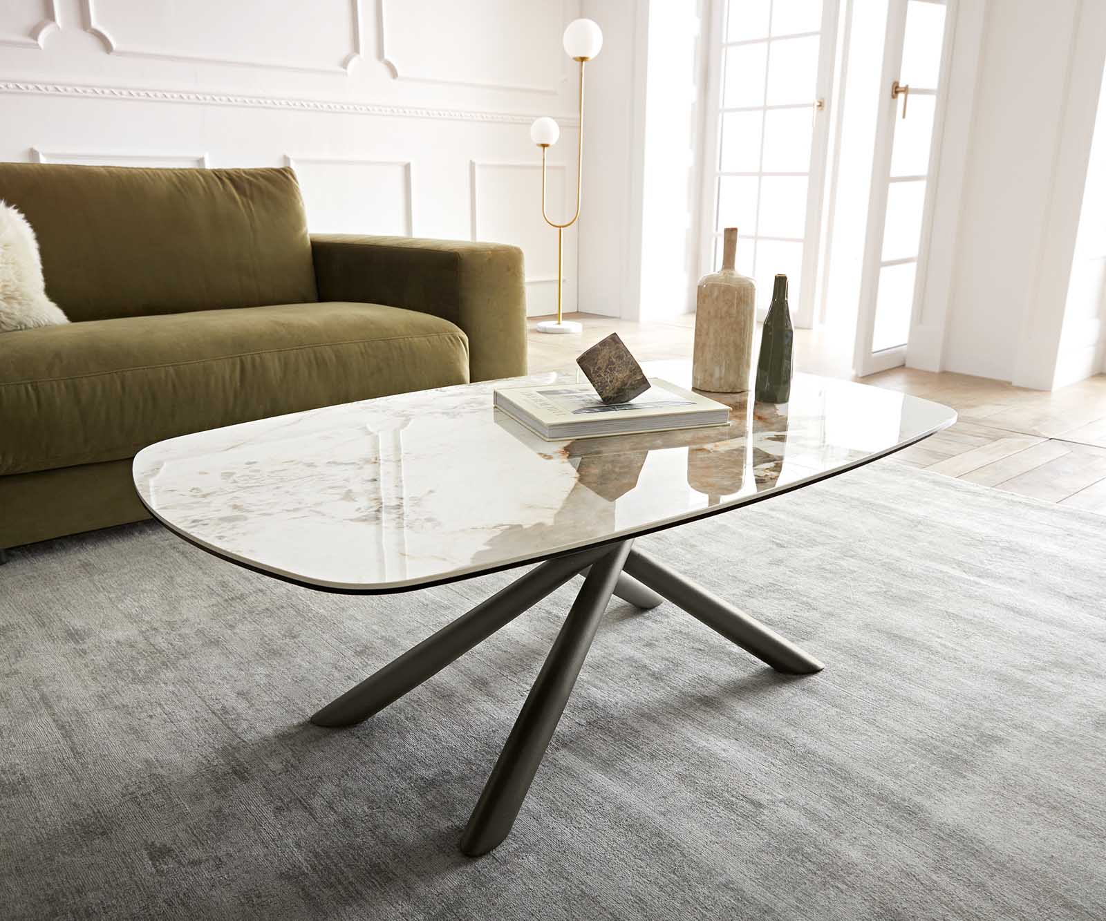 Couchtisch Sarita 120x70 cm Keramik Minas Melange Weiß-Beige Gestell Effektfinish Titan Couchtisch Sarita 120x70 cm Keramik Minas Melange Weiß-Beige Gestell Effektfinish Titan