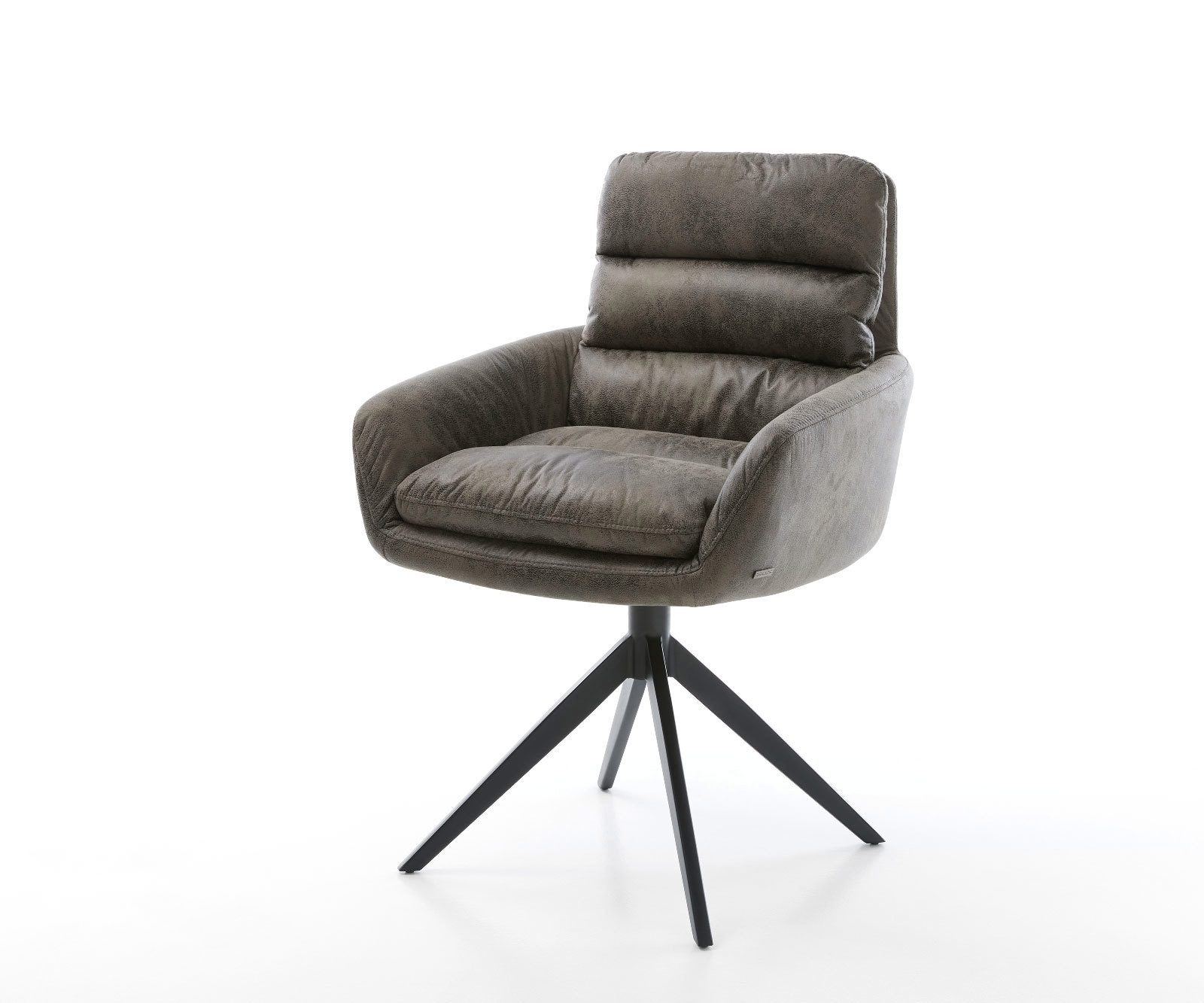 Drehstuhl Abelia-Flex mit Armlehnen Mikrofaser Grau Antik Kreuzgestell breit Schwarz 360° drehbar Wippfunktion Drehstuhl Abelia-Flex mit Armlehnen Mikrofaser Grau Antik Kreuzgestell breit Schwarz 360° drehbar Wippfunktion