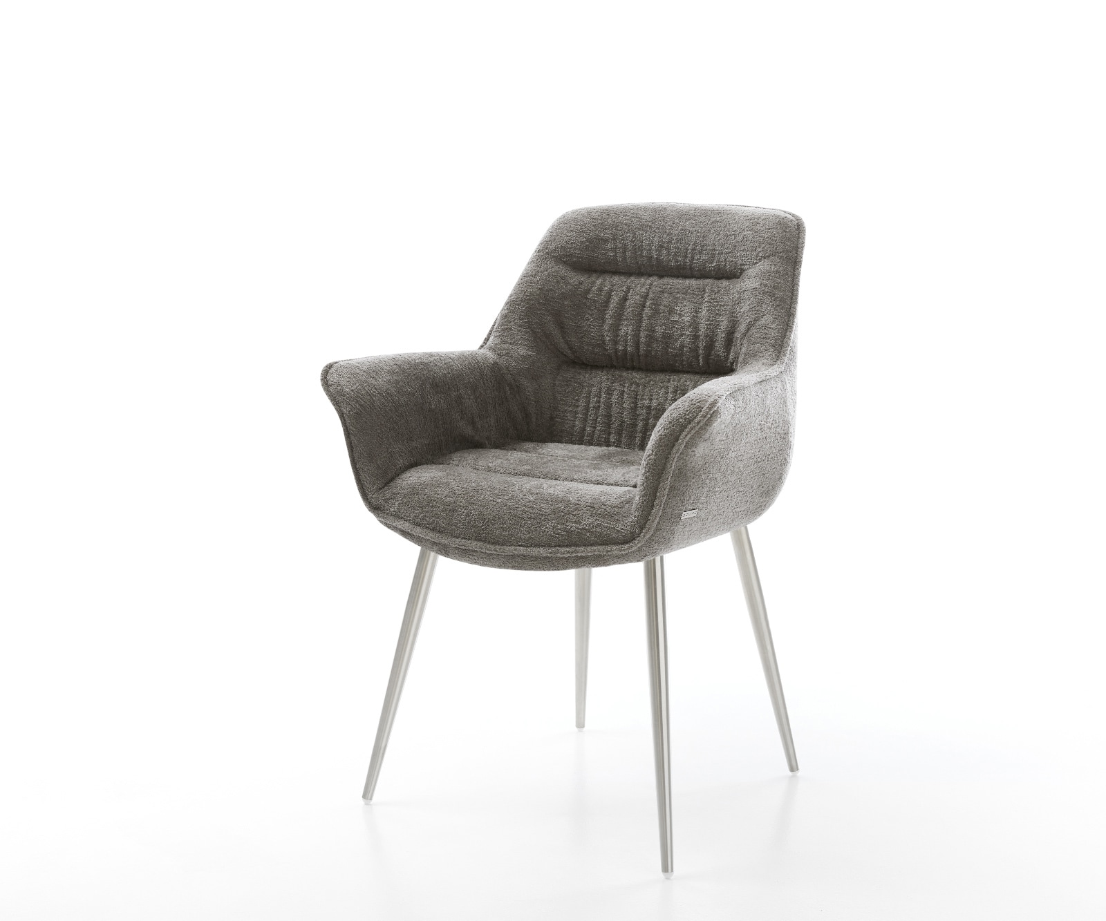 Esszimmerstuhl Kaira-Flex Bouclé Soft Schlamm 4-Fuß konisch Edelstahl