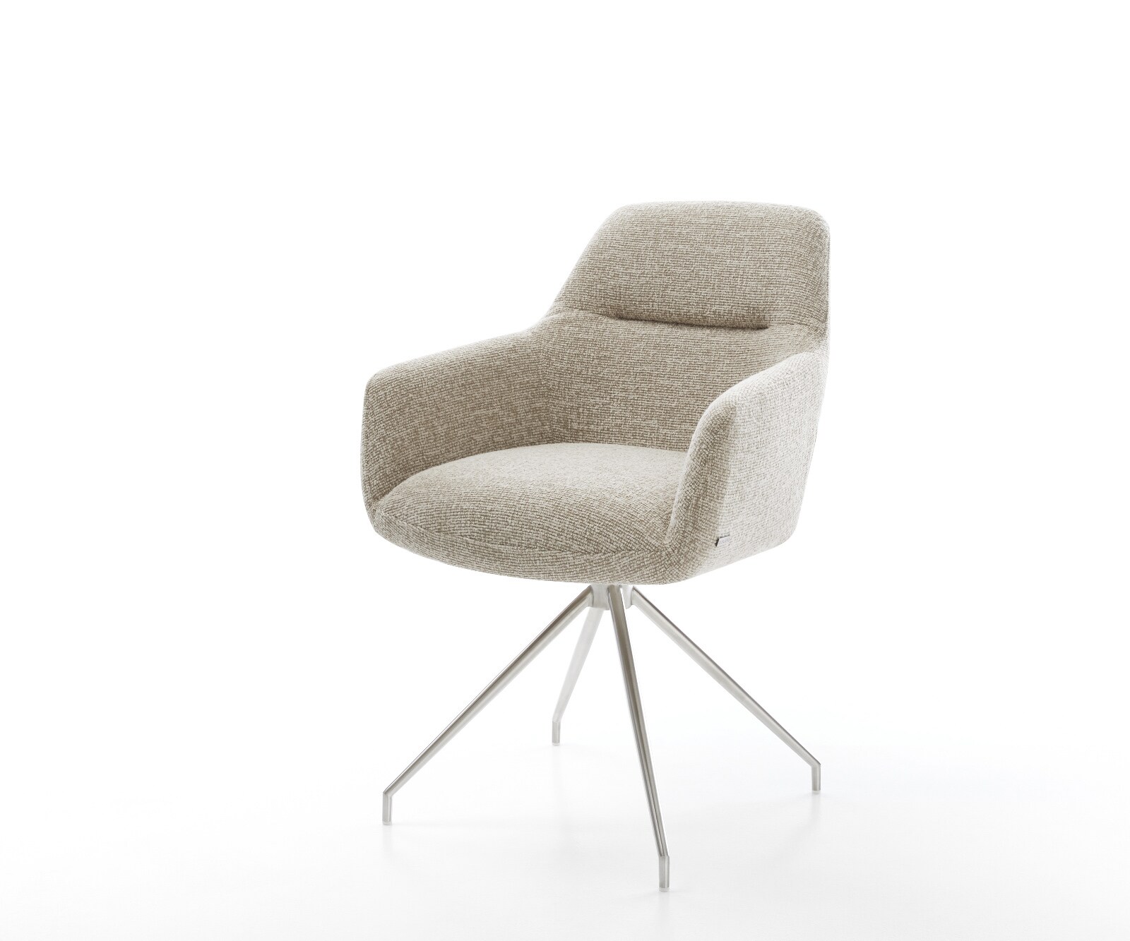 Esszimmerstuhl Pejo-Flex Webstoff Soft Beige Kreuzgestell konisch Edelstahl günstig online kaufen