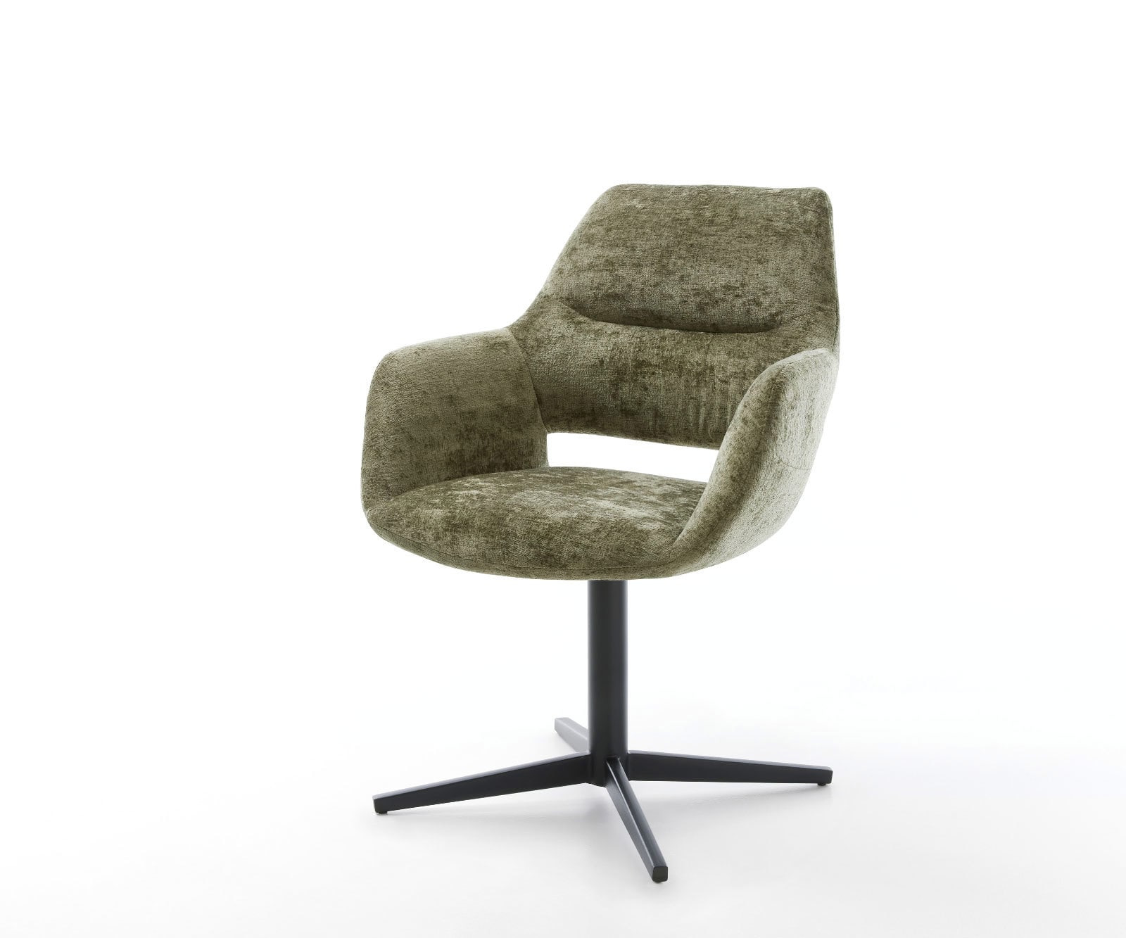 Drehstuhl Yago-Flex mit Armlehnen Chenille Olive Fußkreuz Schwarz 360° drehbar Taschenfederkern Drehstuhl Yago-Flex mit Armlehnen Chenille Olive Fußkreuz Schwarz 360° drehbar Taschenfederkern