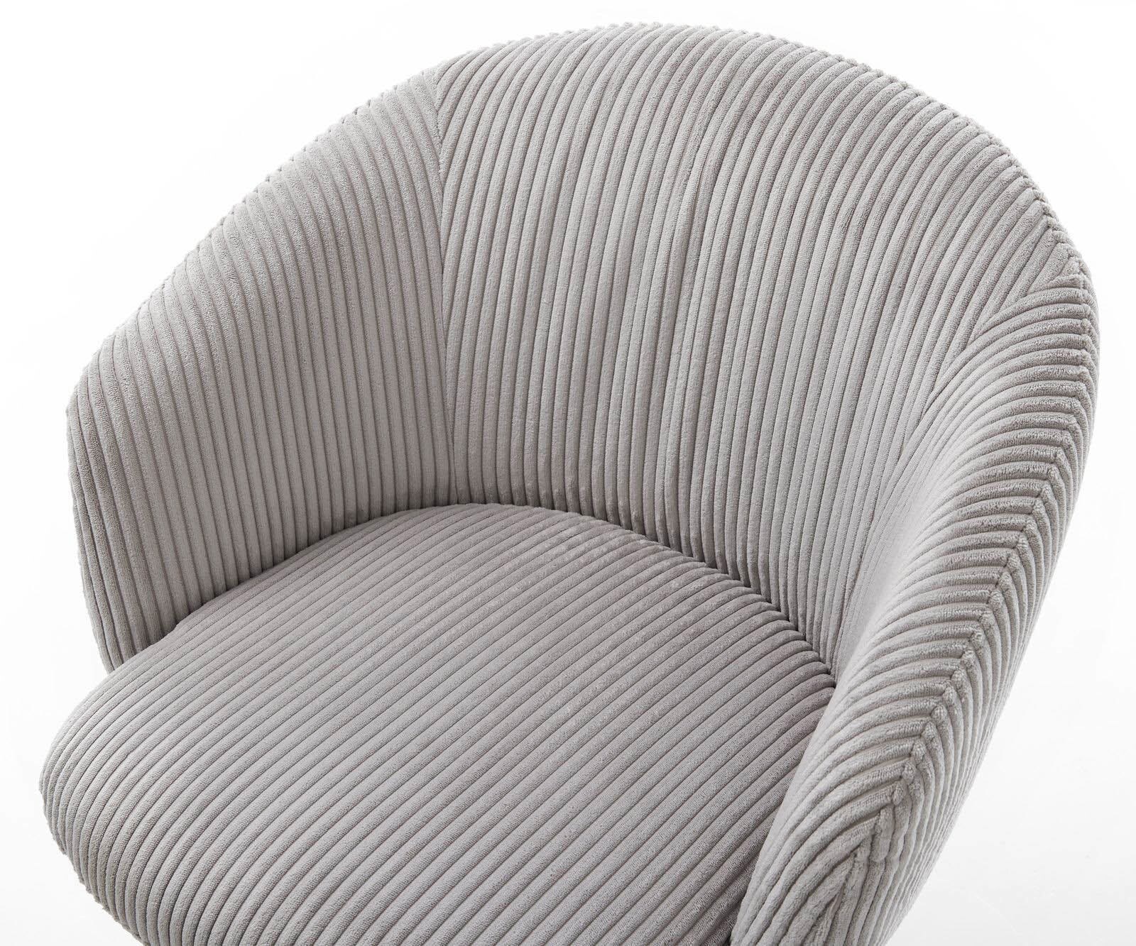 Drehstuhl Caja-Flex mit Armlehnen Cord Silbergrau Kreuzgestell breit Effektfinish Titan 360° drehbar Taschenfederkern 3