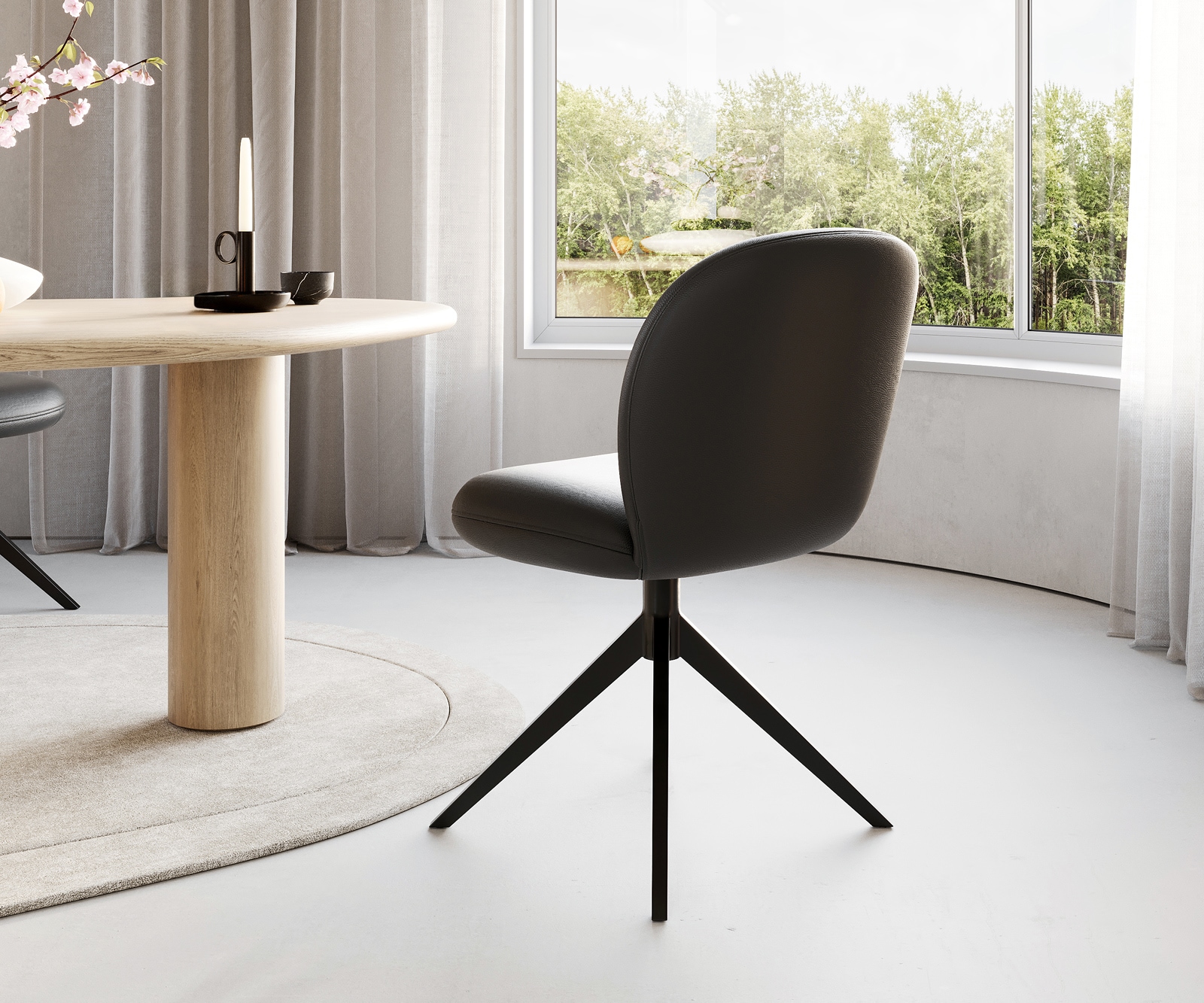 Drehstuhl Nube-Flex Echt-Leder Schwarz Kreuzgestell breit Schwarz 360° drehbar Taschenfederkern 4 Drehstuhl Nube-Flex Echt-Leder Schwarz Kreuzgestell breit Schwarz 360° drehbar Taschenfederkern 4