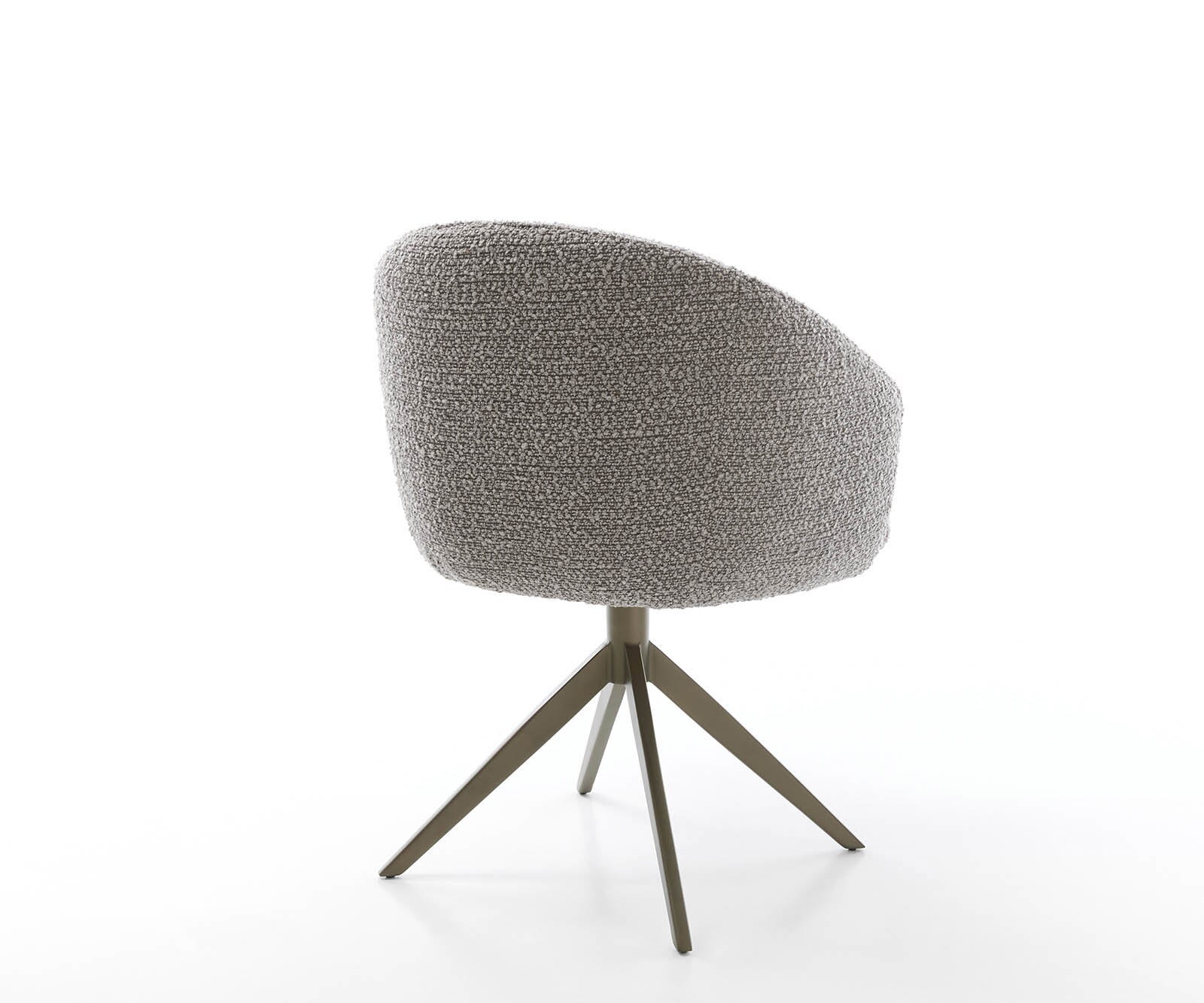 Drehstuhl Caja-Flex mit Armlehnen Bouclé Silbergrau Kreuzgestell breit Effektfinish Titan 360° drehbar Taschenfederkern 4