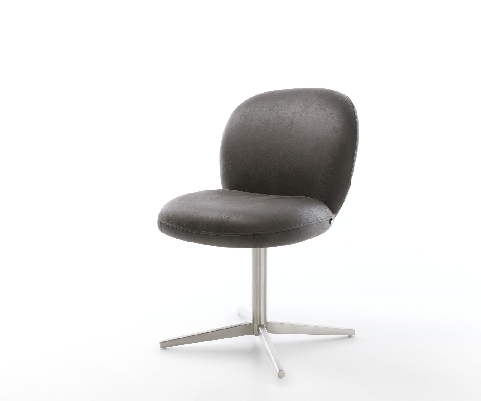 Drehstuhl Nube-Flex Mikrofaser Anthrazit Vintage Fußkreuz Edelstahl 360° drehbar Taschenfederkern
