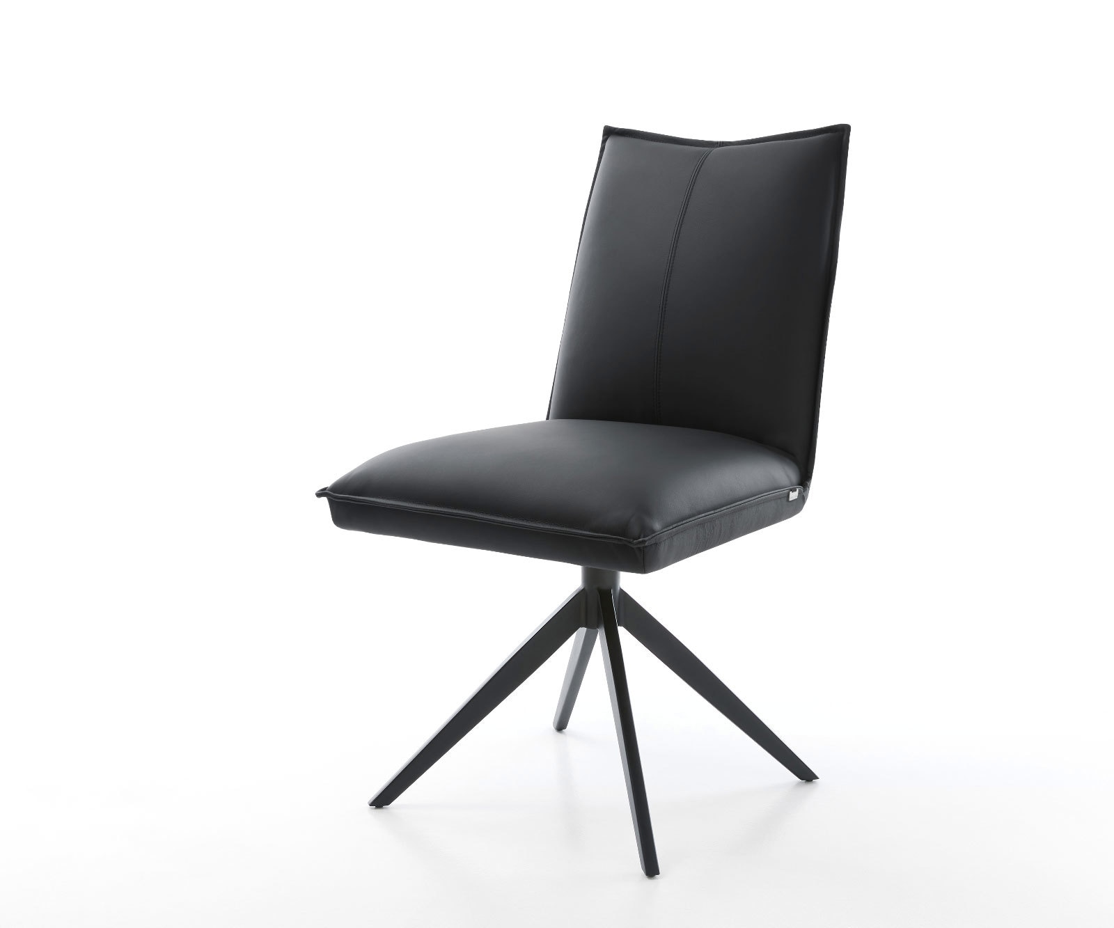 Drehstuhl Lelio-Flex Echt-Leder Schwarz Kreuzgestell breit Schwarz 360° drehbar Wippfunktion Taschenfederkern