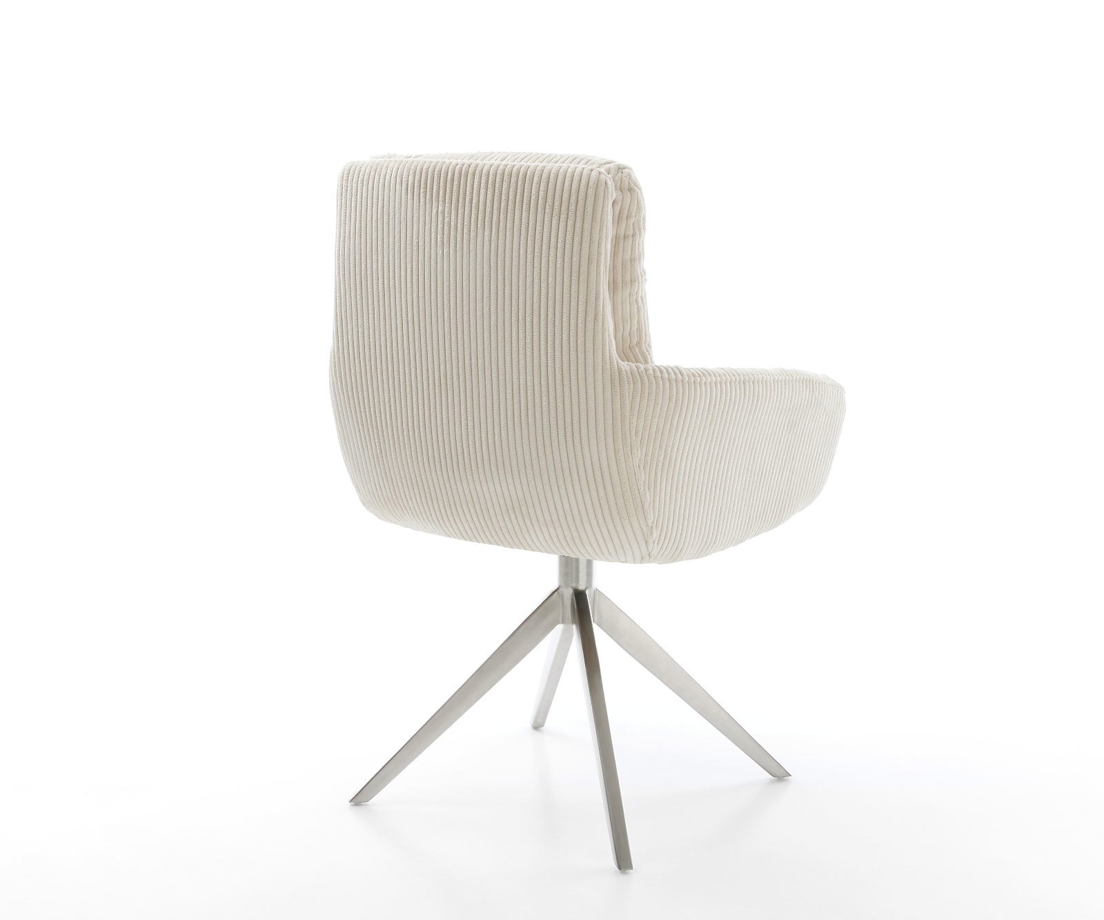 Drehstuhl Abelia-Flex mit Armlehnen Cord Beige Kreuzgestell breit Edelstahl 360° drehbar Wippfunktion 4