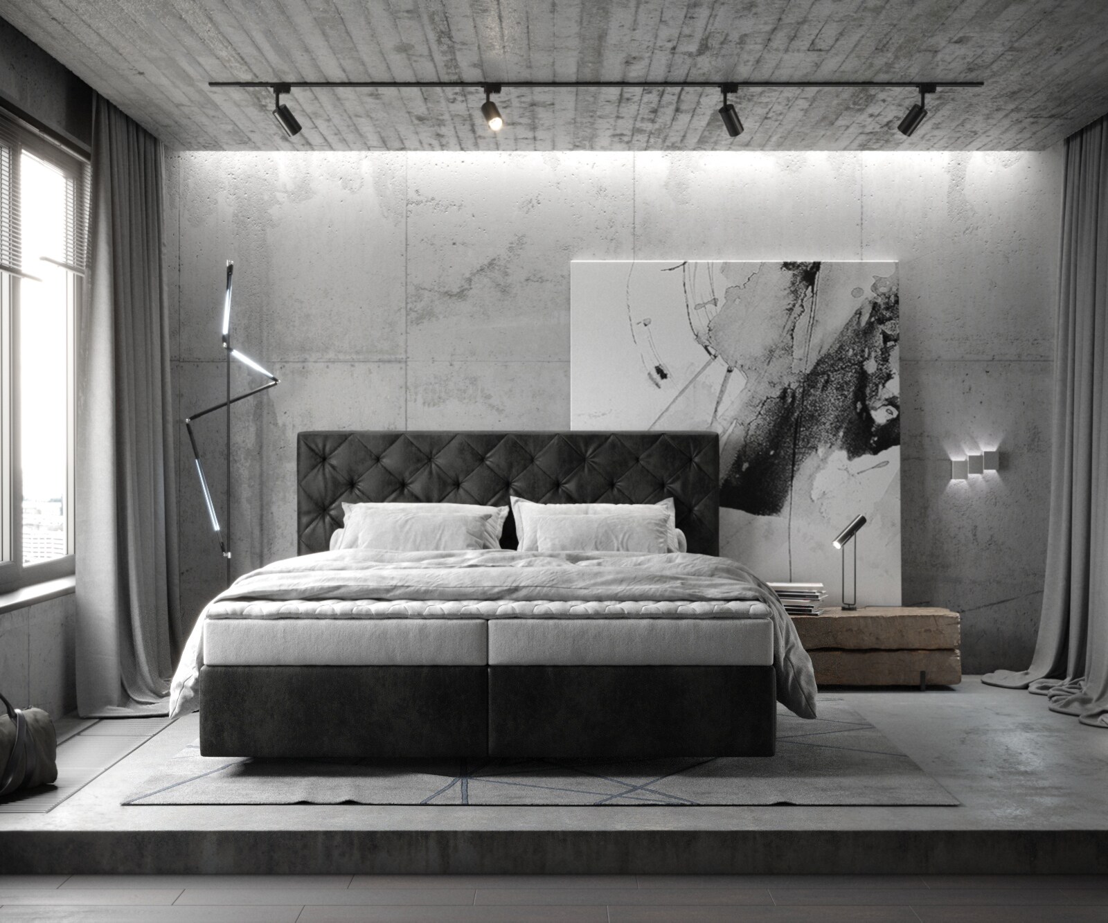 Boxspringbett Dream-Great 180x200 cm Mikrofaser Anthrazit Vintage mit Matratze und Topper 1
