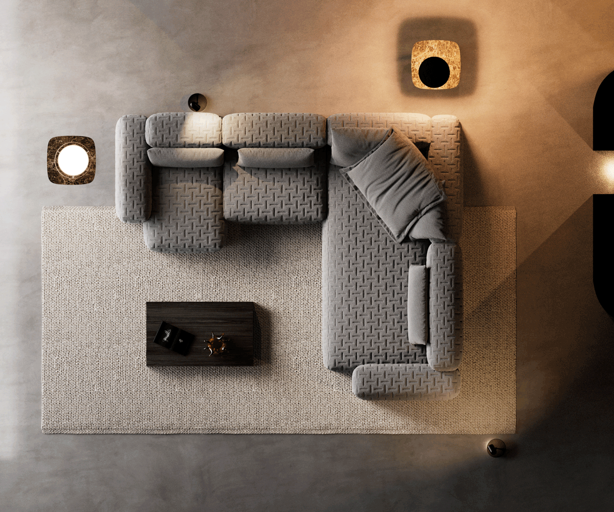 Wohnlandschaft Freestyle 360x290 cm Strukturstoff Soft Grau Gesteppt 5