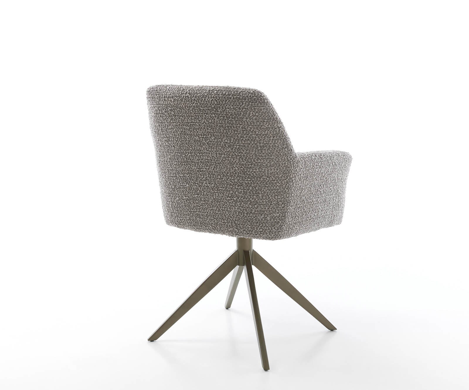 Drehstuhl Xana-Flex mit Armlehnen Bouclé Silbergrau Kreuzgestell breit Effektfinish Titan 360° drehbar Taschenfederkern 4