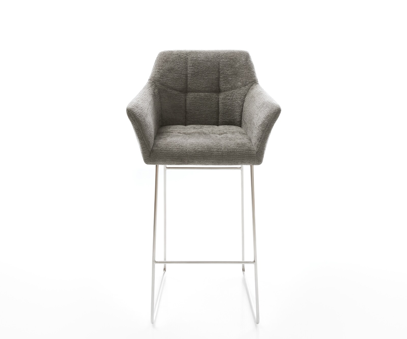 Barstuhl Yulo-Flex Bouclé Soft Schlamm Kufengestell Edelstahl Silberfarben 2