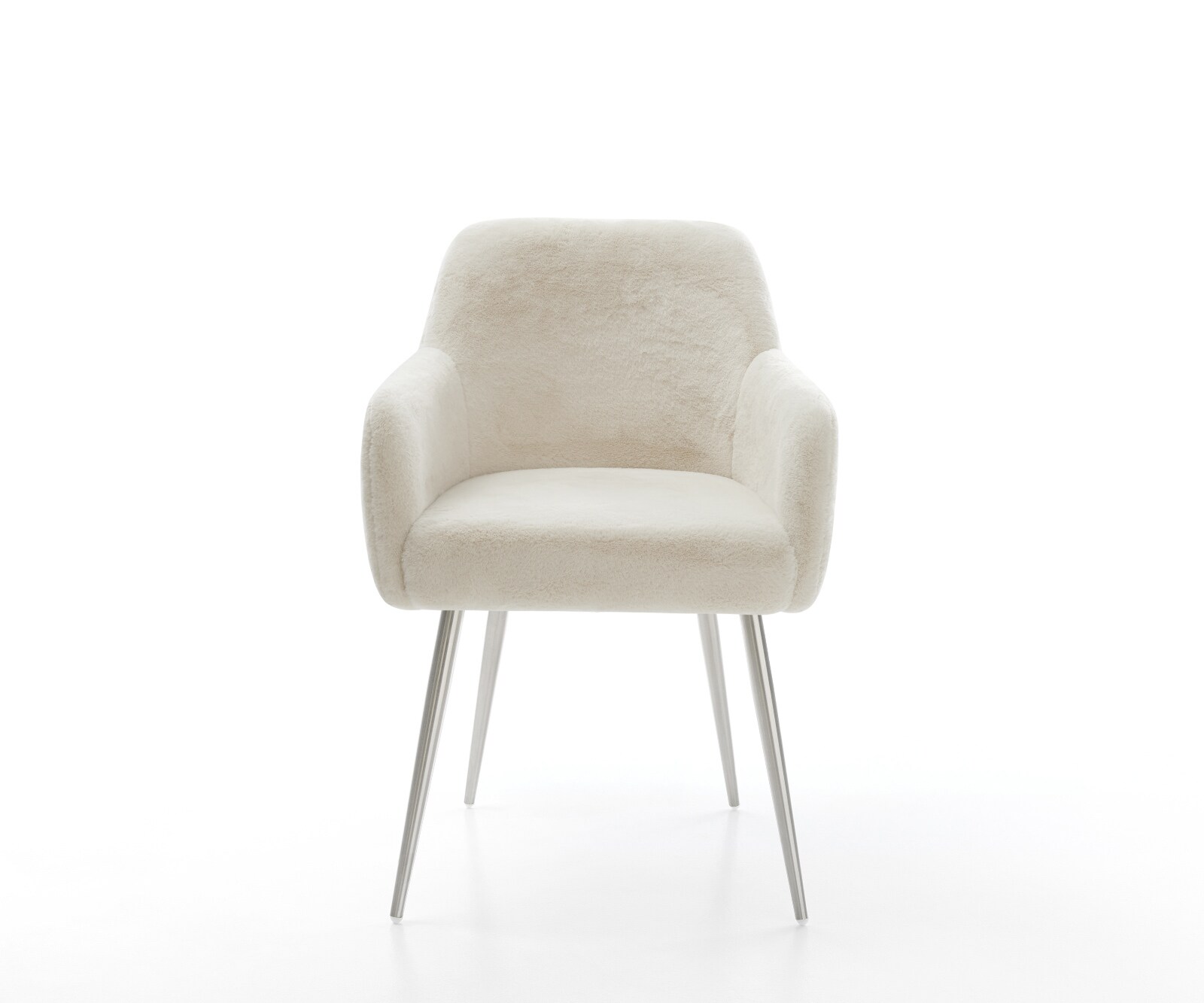 Esszimmerstuhl Greg-Flex Plüsch Creme-Weiß 4-Fuß konisch Edelstahl Taschenfederkern 2