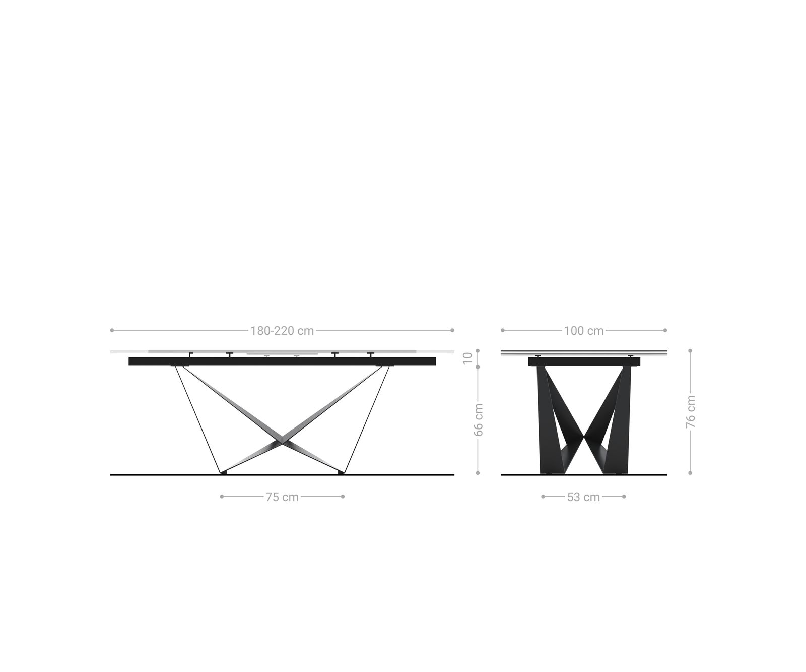 Esstisch Edge 180-220x100 Keramik Laminam® Travertino Bianco Creme-Weiß Spider Flachstahl Edelstahl ausziehbar 8
