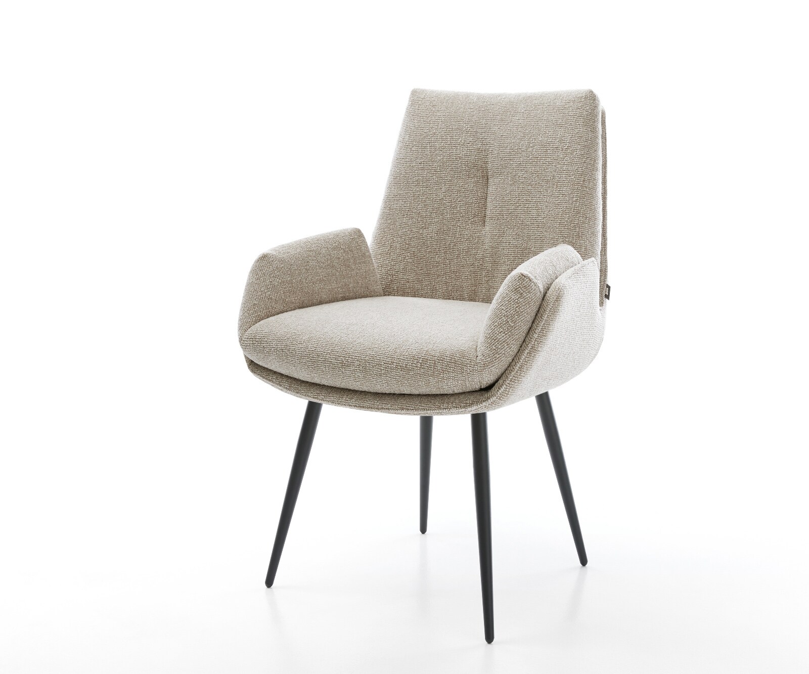 Esszimmerstuhl Clea-Flex Webstoff Soft Beige 4-Fuß konisch Schwarz günstig online kaufen