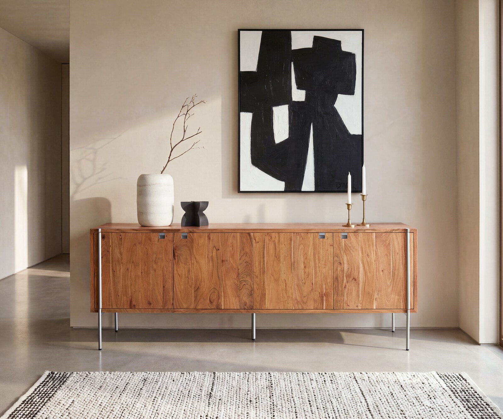 Sideboard Rivoro 210 cm Akazie Natur 4 Türen