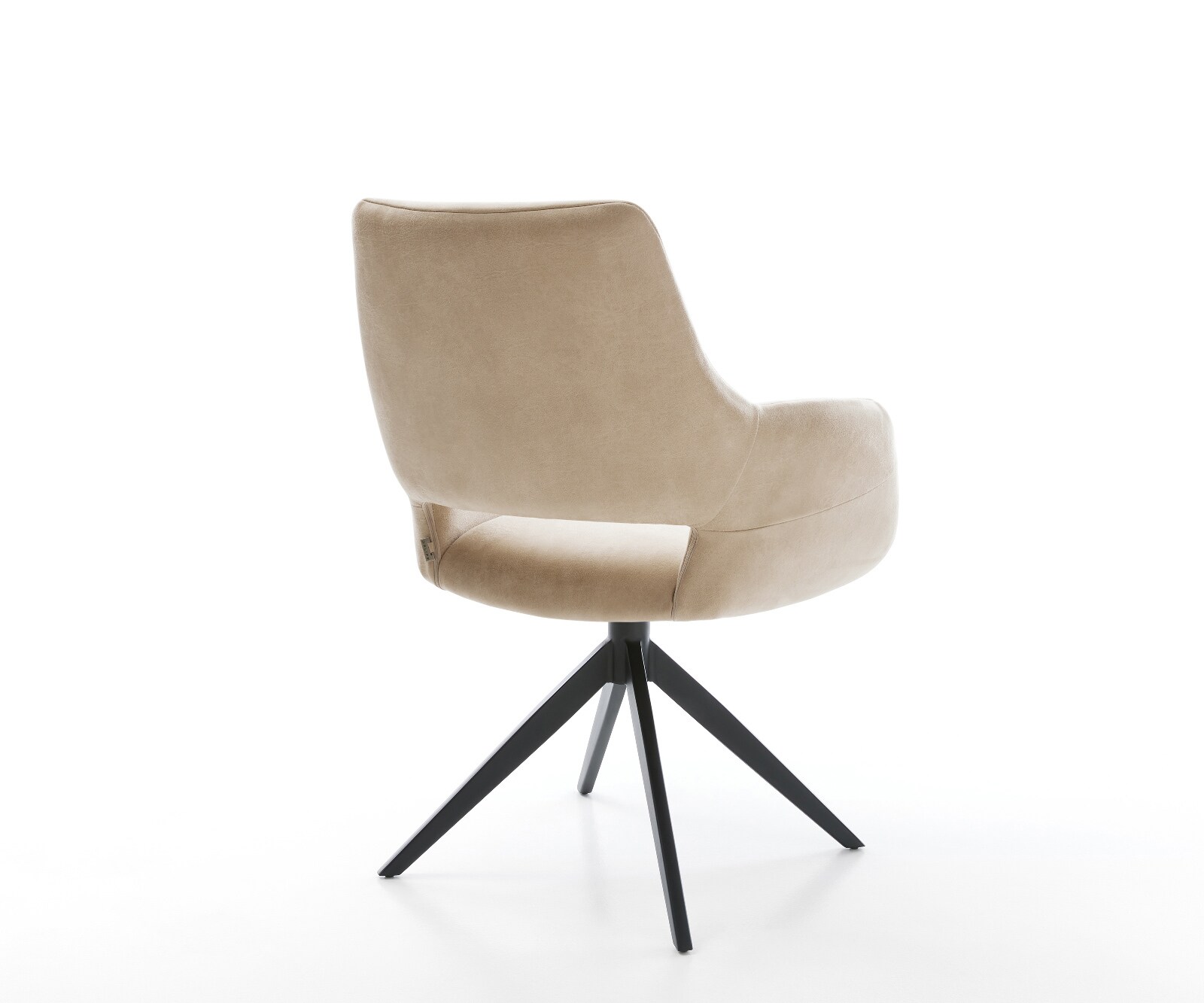 Drehstuhl Yago-Flex mit Armlehnen Mikrofaser Beige Vintage Kreuzgestell breit Schwarz 360° drehbar Wippfunktion Taschenfederkern 4