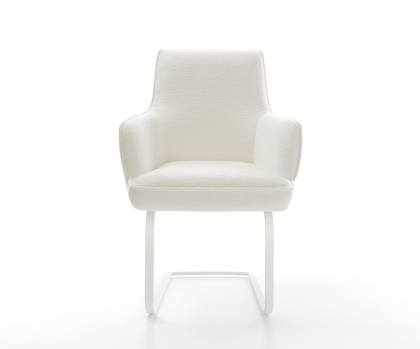 Freischwinger Heira-Flex mit Armlehnen Bouclé Soft Beige Freischwinger flach Weiß Taschenfederkern 2