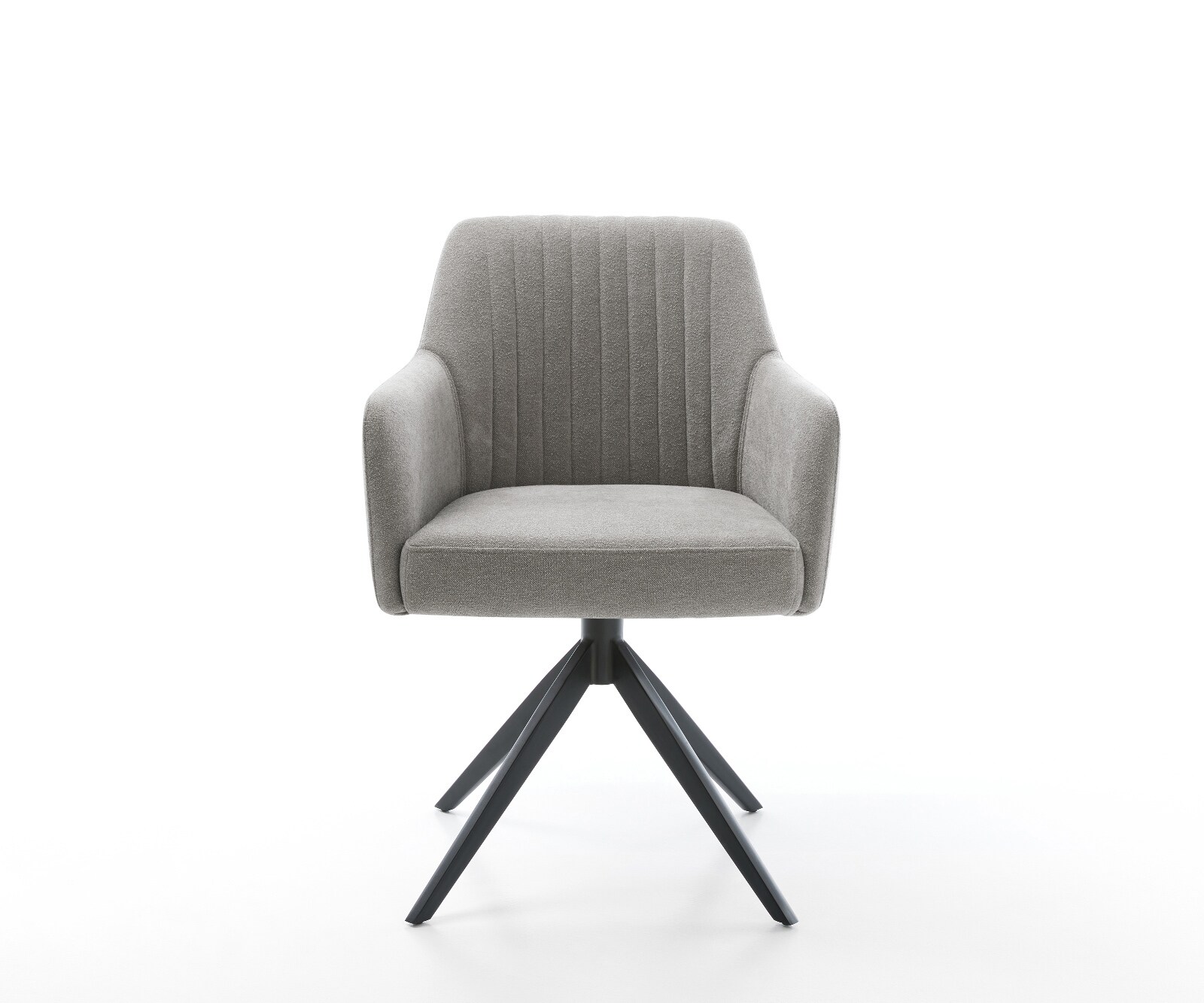 Drehstuhl Greg-Flex Strukturstoff Soft Grau Kreuzgestell breit Schwarz 360° drehbar Wippfunktion Taschenfederkern 2