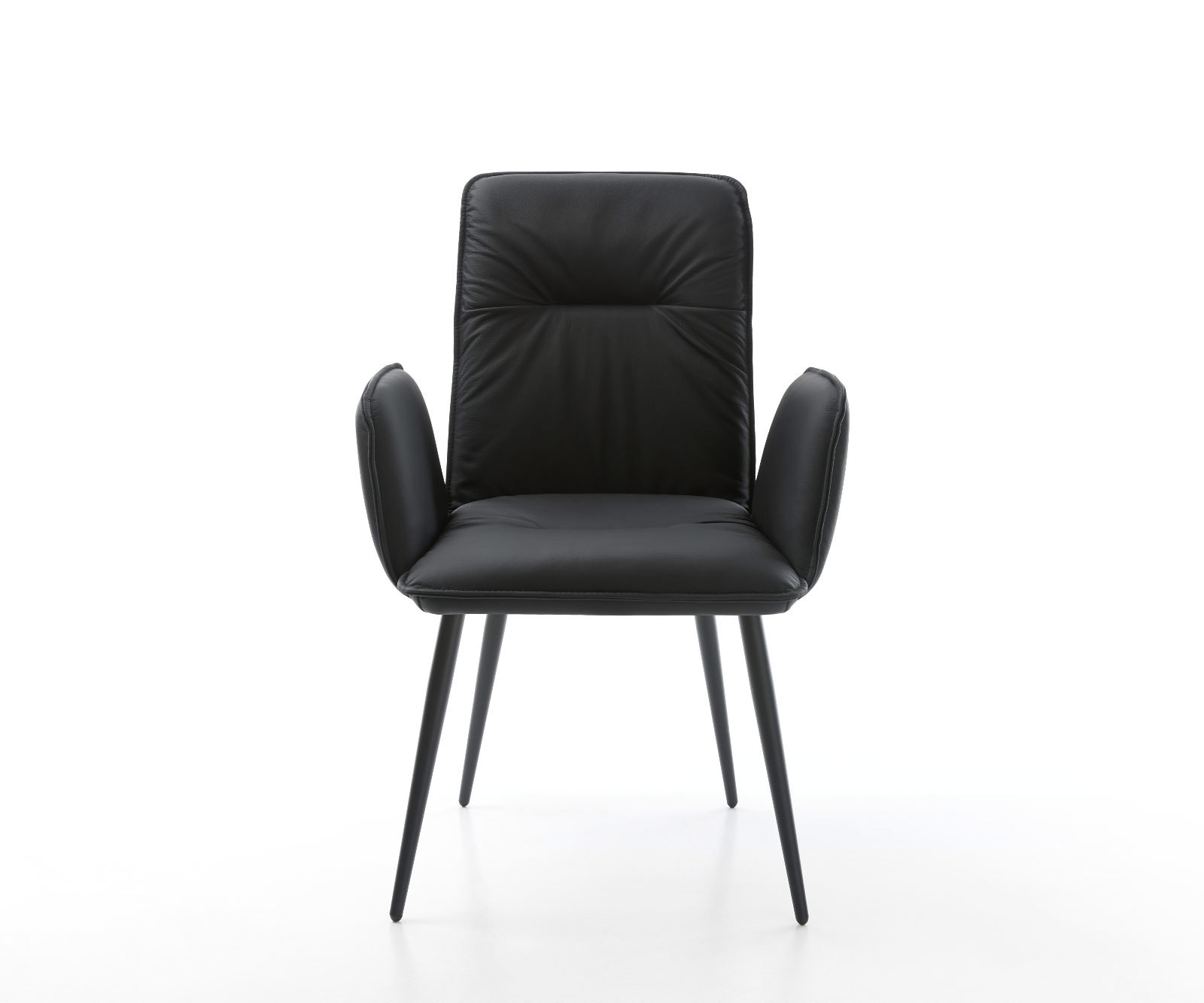 Esszimmerstuhl Vinja-Flex Echt-Leder Schwarz 4-Fuß konisch Schwarz 1 Esszimmerstuhl Vinja-Flex Echt-Leder Schwarz 4-Fuß konisch Schwarz 1