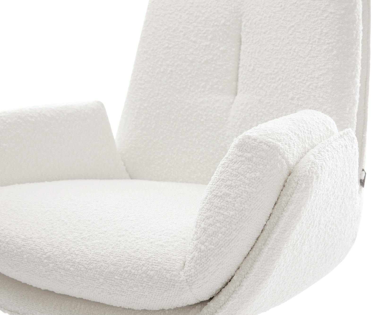 Drehstuhl Clea-Flex Bouclé Creme-Weiß Kreuzgestell breit Weiß 360° drehbar Wippfunktion 4
