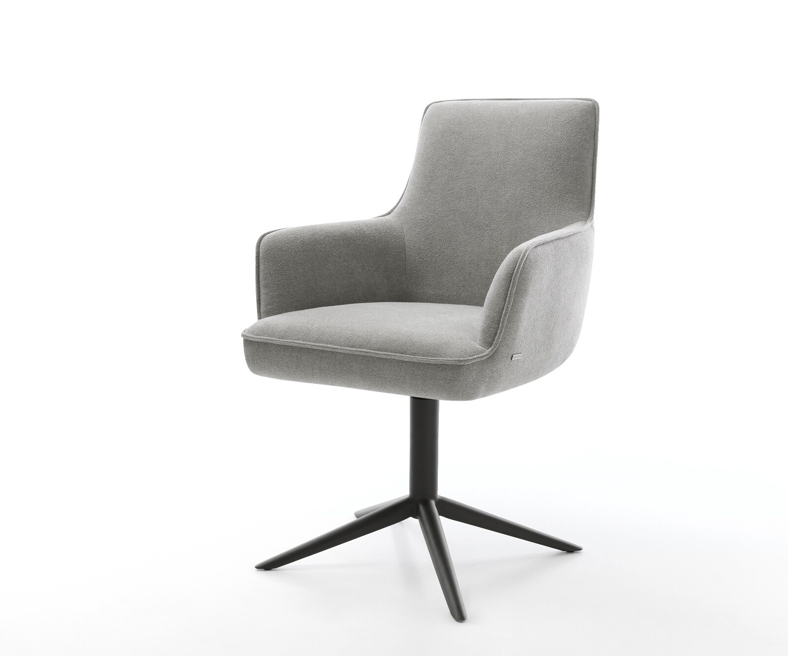 Drehstuhl Heira-Flex mit Armlehnen Strukturstoff Soft Grau Fußkreuz Schwarz günstig online kaufen