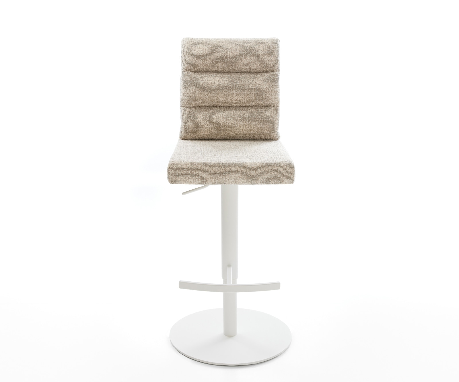 Barstuhl Pela-Flex Webstoff Soft Beige Drehfuß höhenverstellbar Metall Weiß 1