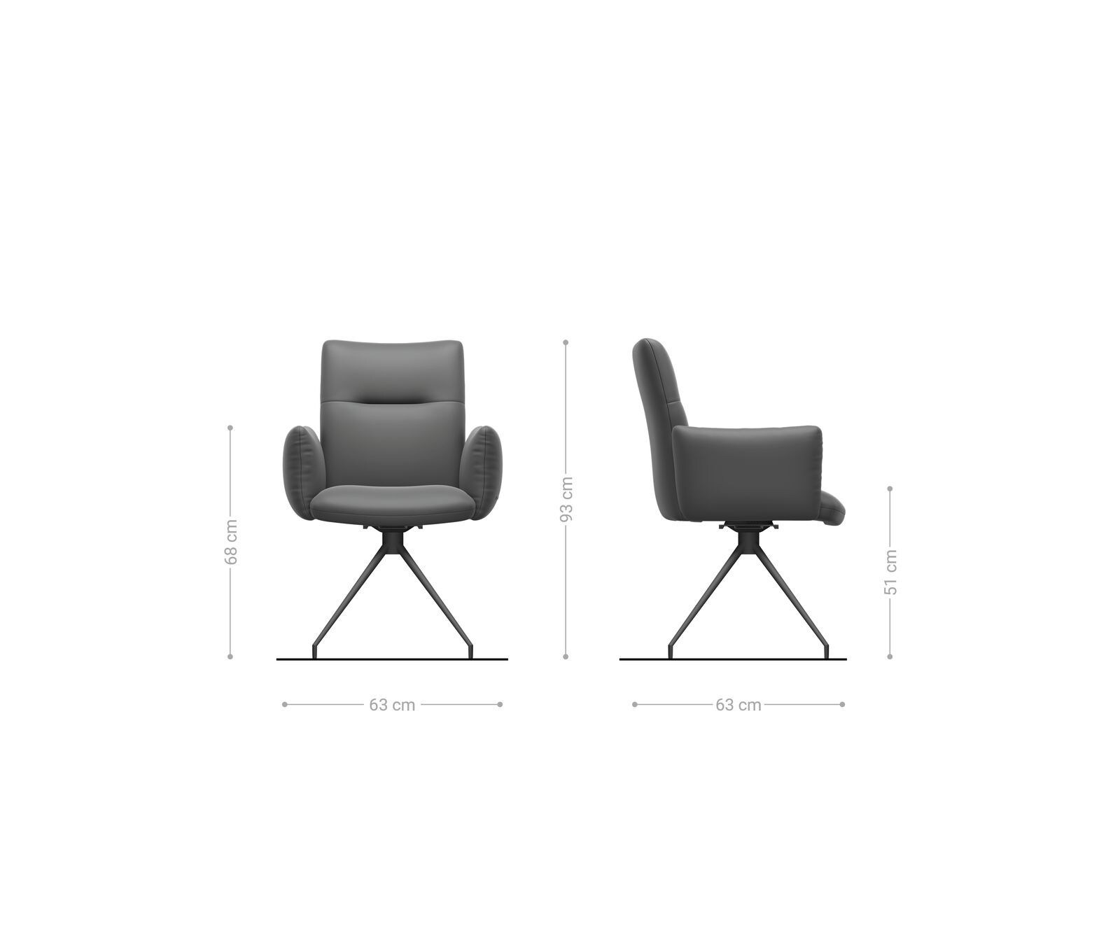 Drehstuhl Jova-Flex mit Armlehnen Bouclé Weiß Kreuzgestell konisch Edelstahl 180° drehbar Taschenfederkern 6