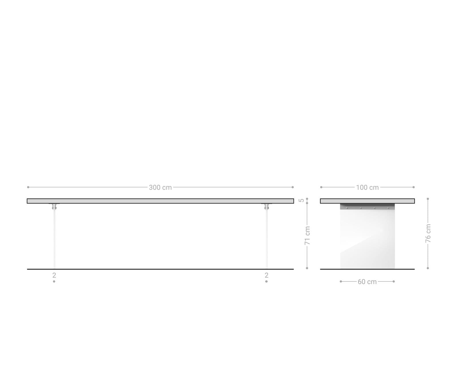 Esstisch Edge 300x100 Eiche Natur Glas 6 Esstisch Edge 300x100 Eiche Natur Glas 6
