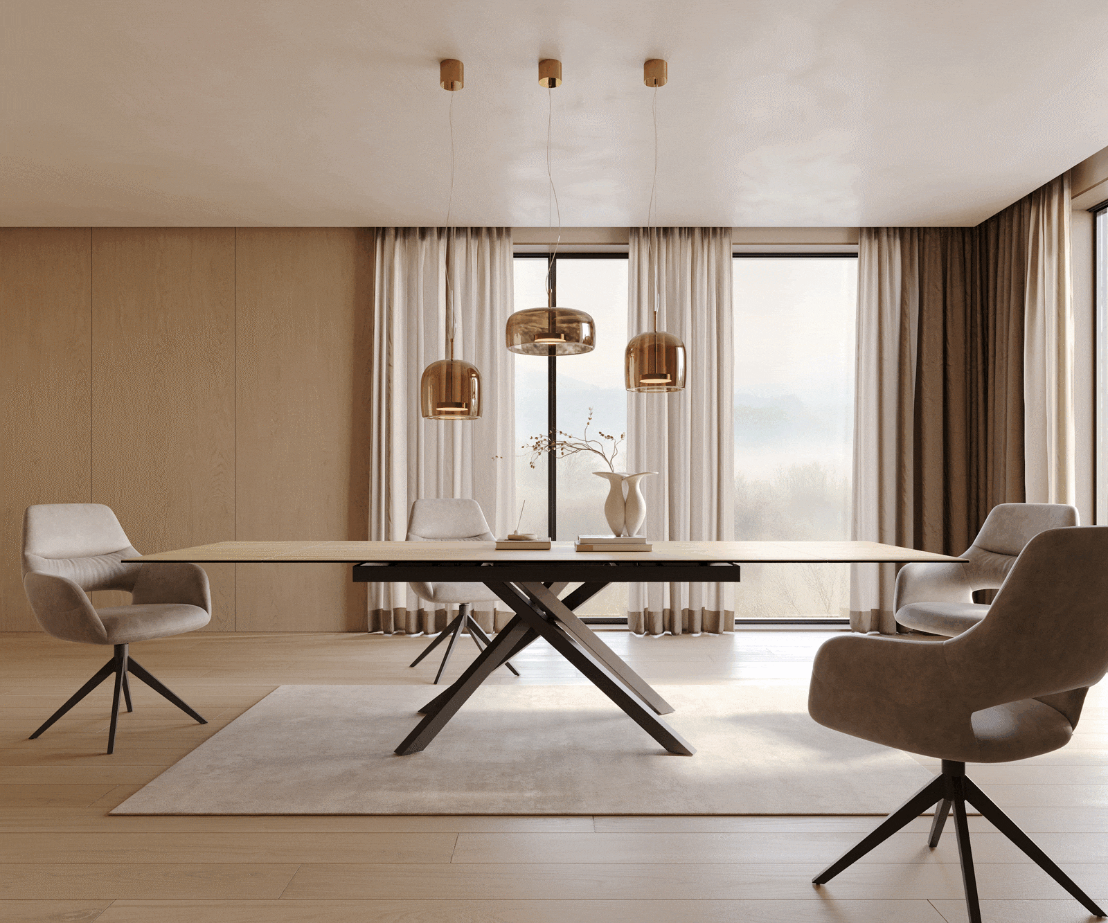 Esstisch Edge 200-300x100 Keramik Laminam® Sabbia Eichefarbig Kreuzgestell Rechteck Schwarz ausziehbar 1 Esstisch Edge 200-300x100 Keramik Laminam® Sabbia Eichefarbig Kreuzgestell Rechteck Schwarz ausziehbar 1