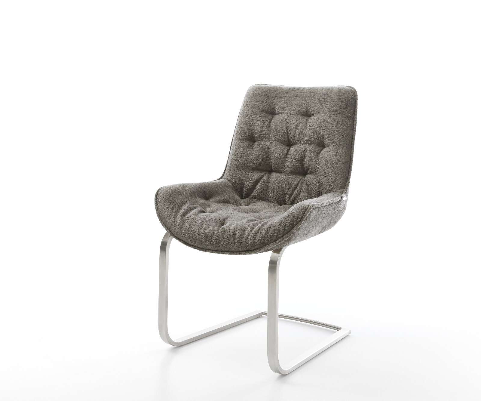 DELIFE Freischwinger Taimi-Flex Bouclé Soft Schlamm Freischwinger flach Edelstahl