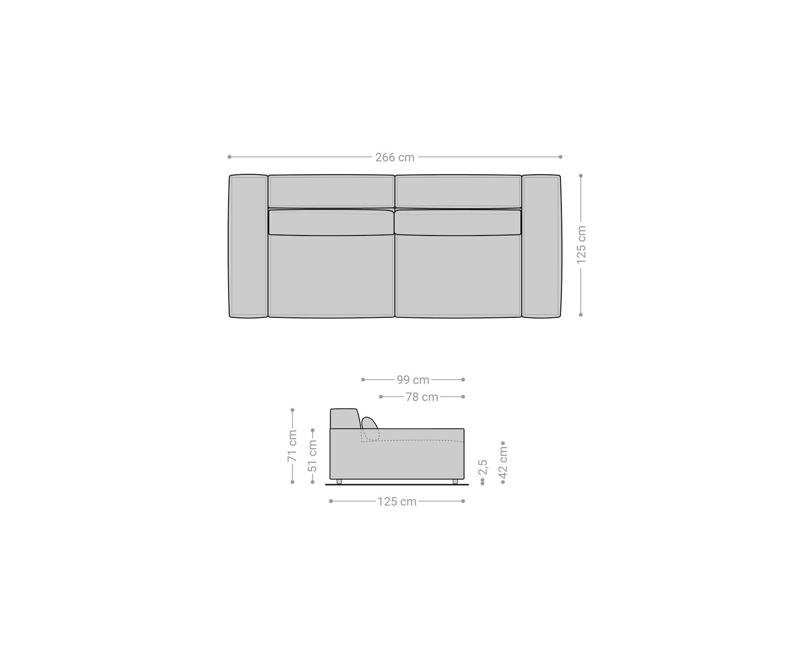 Big-Sofa Sirpio XL 270x130 cm Mikrofaser Taupe 6