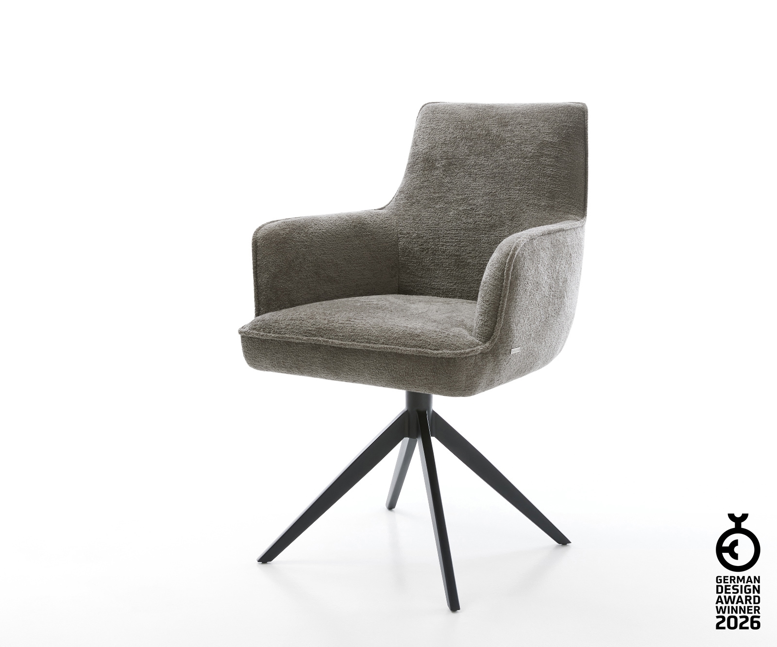 Drehstuhl Heira-Flex mit Armlehnen Bouclé Soft Schlamm Kreuzgestell breit S günstig online kaufen