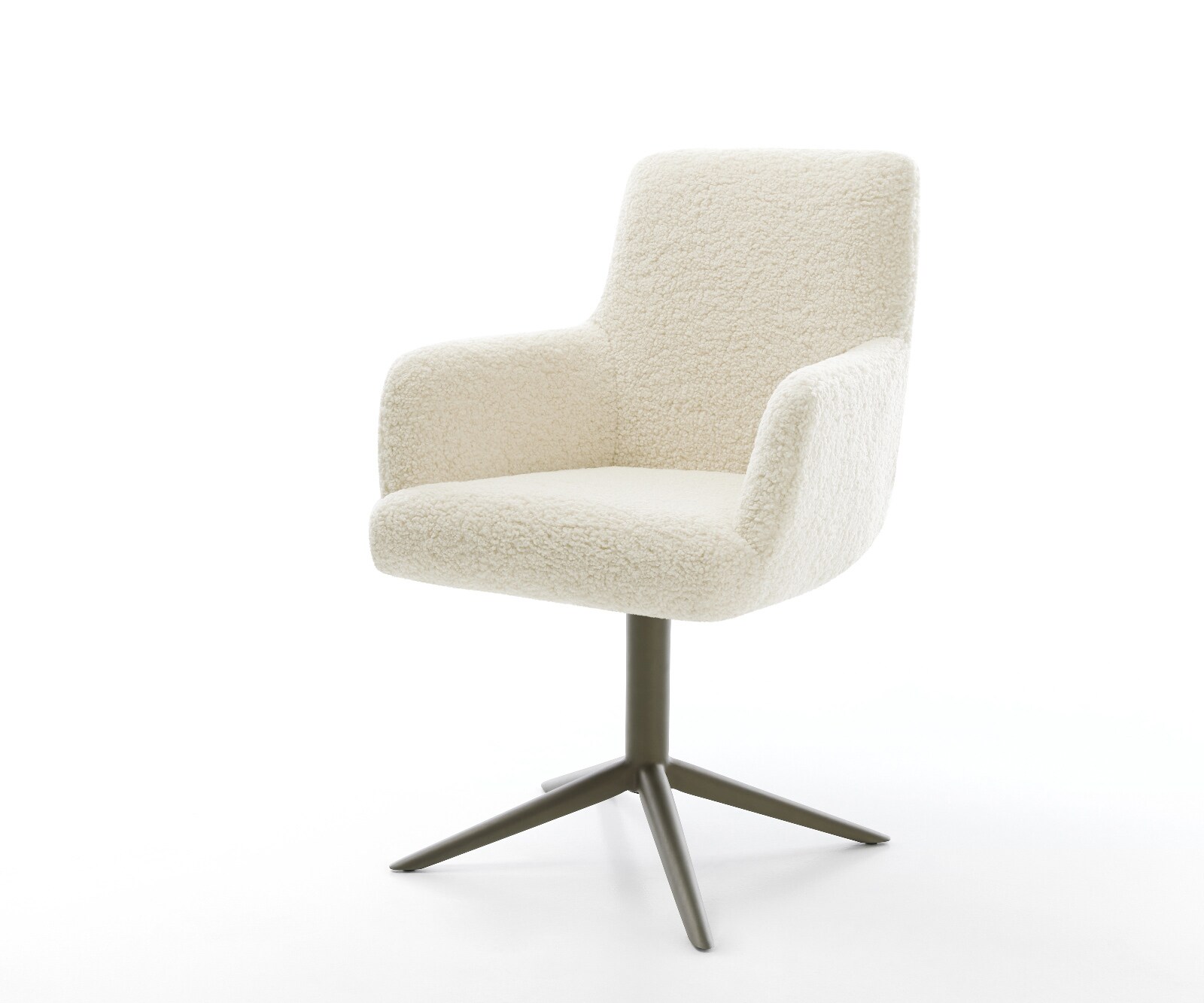 Drehstuhl Heira-Flex mit Armlehnen Teddystoff Beige Fußkreuz Effektfinish T günstig online kaufen