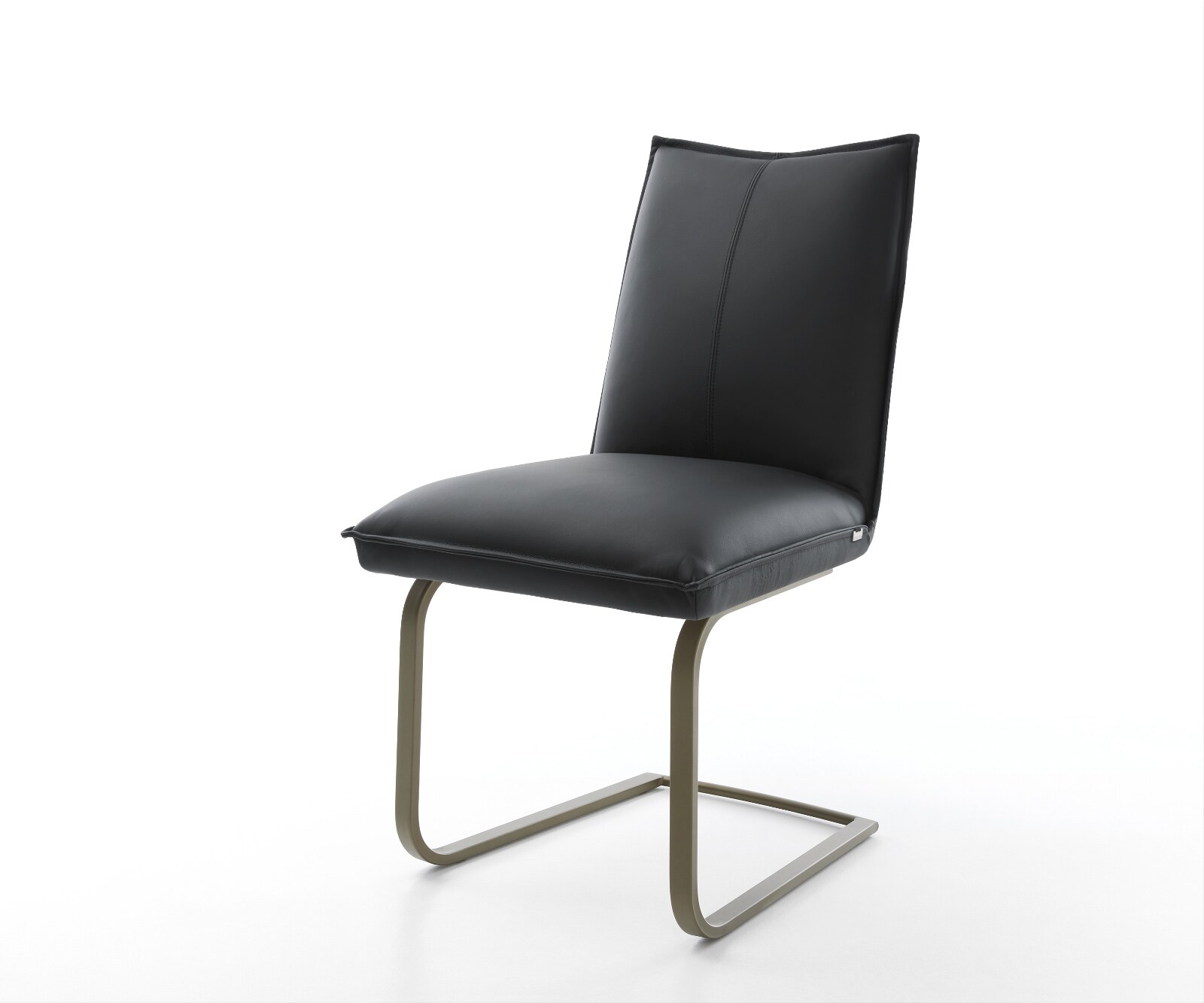 Freischwinger Lelio-Flex Echt-Leder Schwarz Freischwinger flach Effektfinish Titan Taschenfederkern