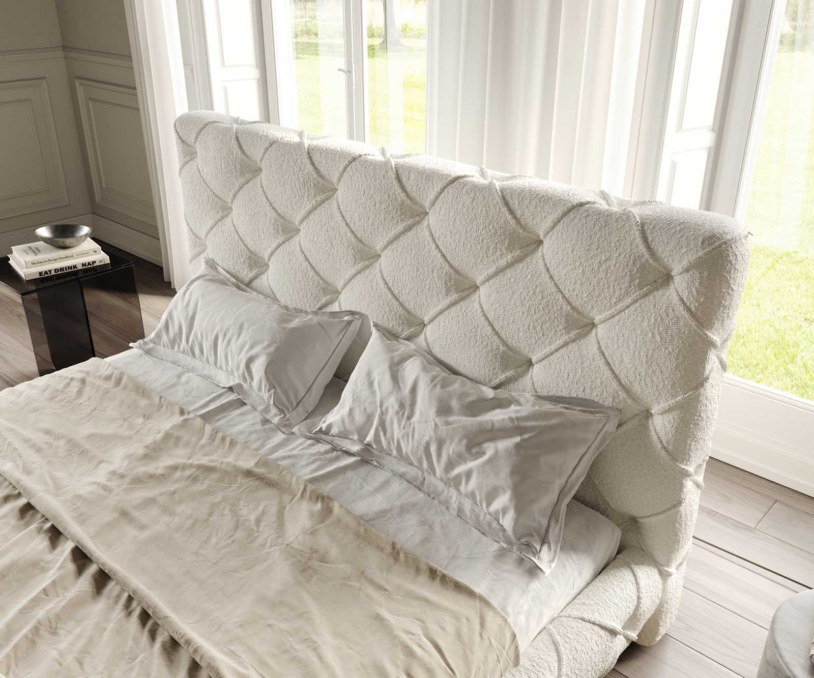 Polsterbettgestell Nayara 180x200 cm Bouclé Creme-Weiß 4
