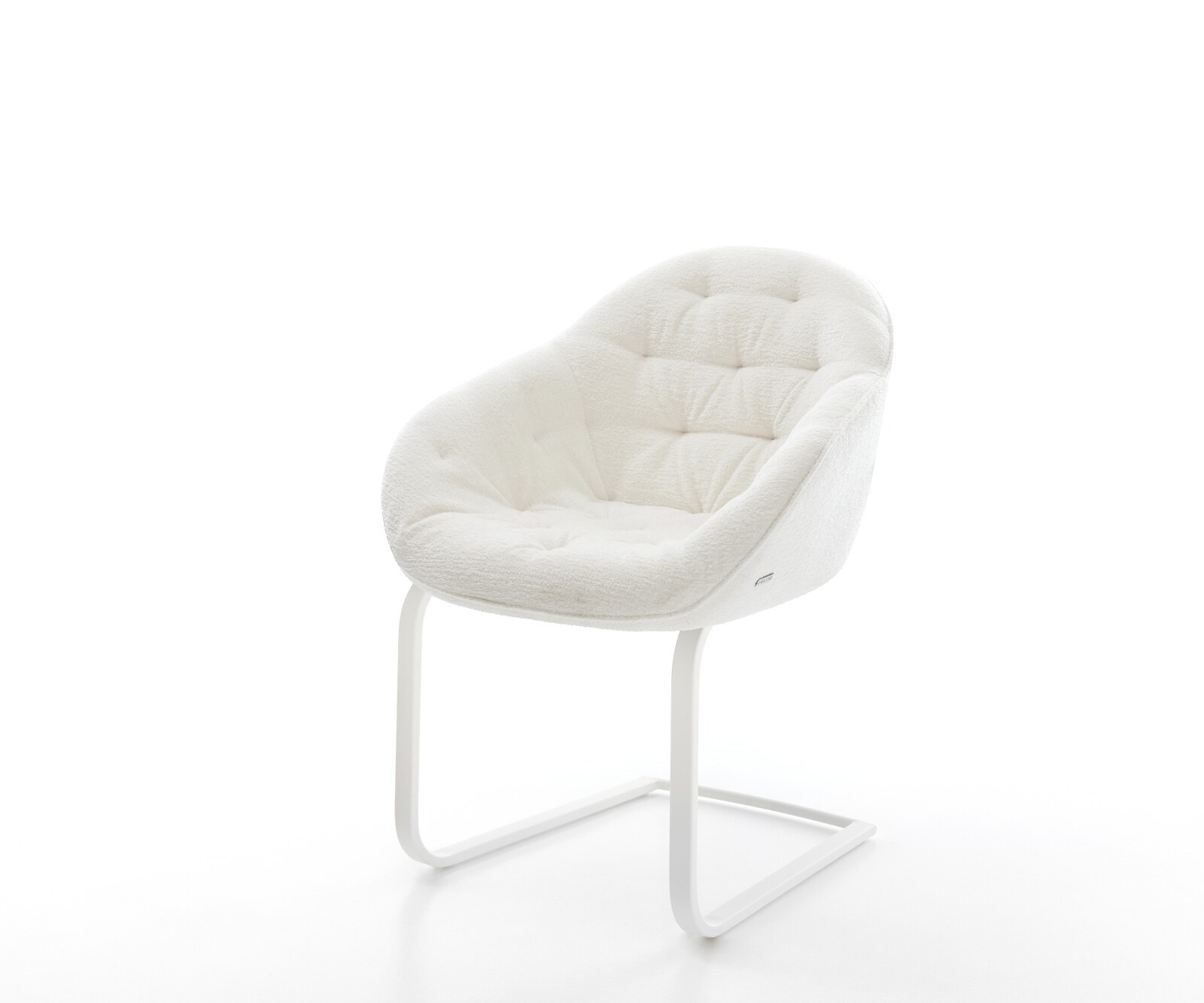 DELIFE Freischwinger Gaio-Flex Bouclé Soft Beige Freischwinger flach Weiß