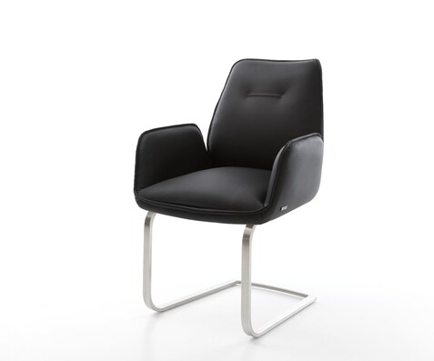 Freischwinger Zoa-Flex Echt-Leder Schwarz Freischwinger flach Edelstahl Taschenfederkern