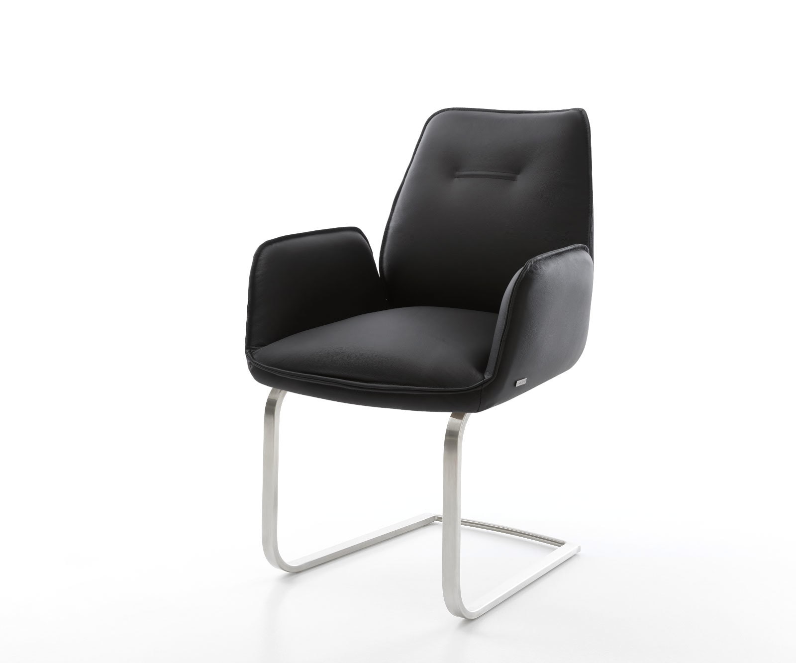 Freischwinger Zoa-Flex Echt-Leder Schwarz Freischwinger flach Edelstahl Taschenfederkern