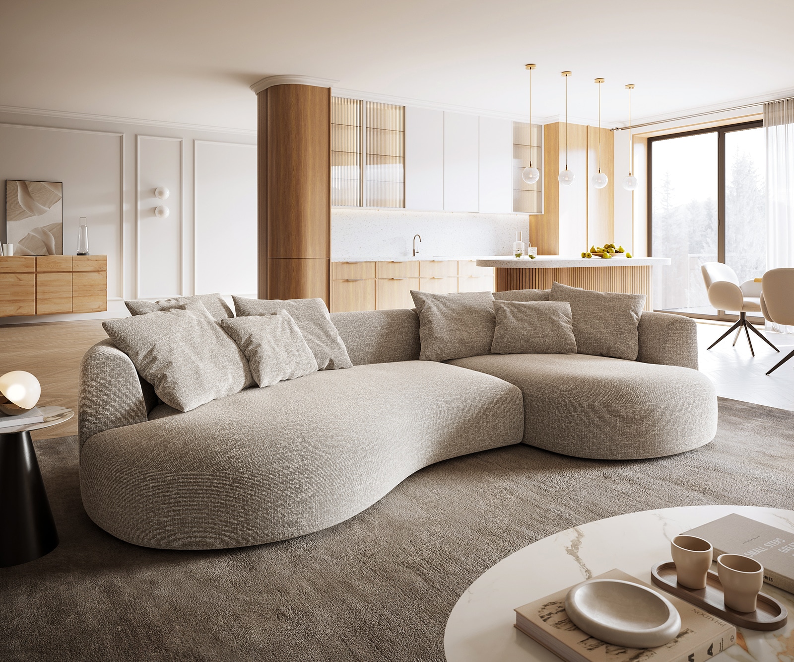 Big-Sofa Edina 330x170 cm Webstoff Soft Beige