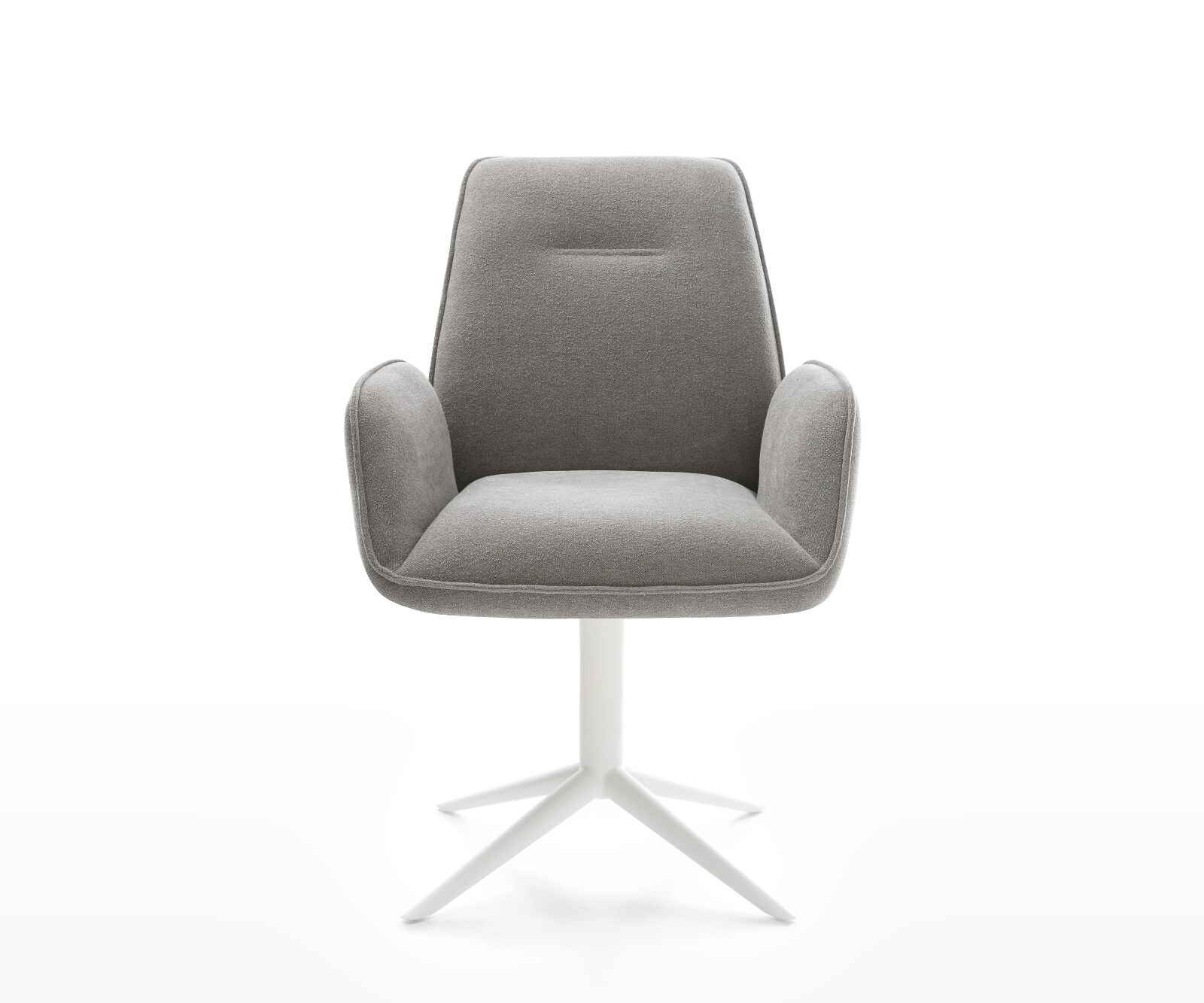 Drehstuhl Zoa-Flex Strukturstoff Soft Grau Fußkreuz Weiß 360° drehbar Wippfunktion Taschenfederkern 1