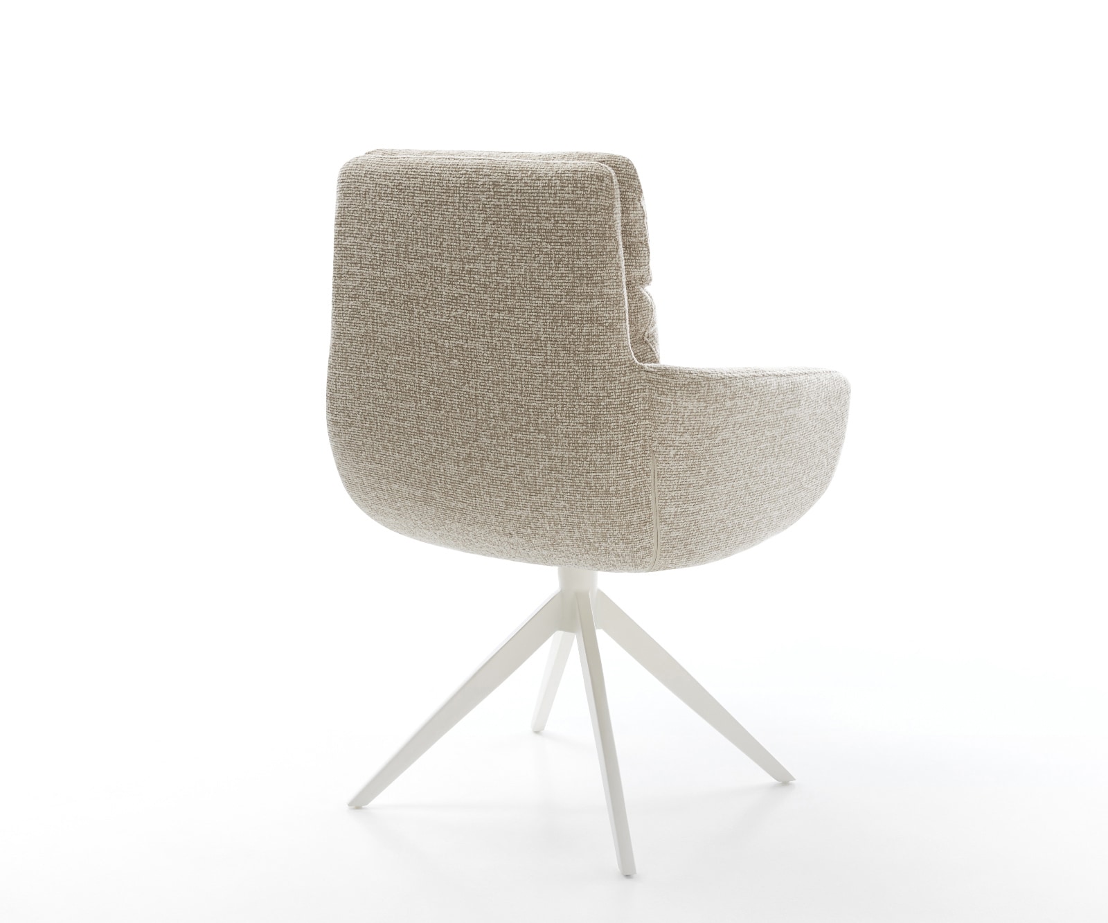Drehstuhl Abelia-Flex mit Armlehnen Webstoff Soft Beige Kreuzgestell breit Weiß 360° drehbar Wippfunktion 4