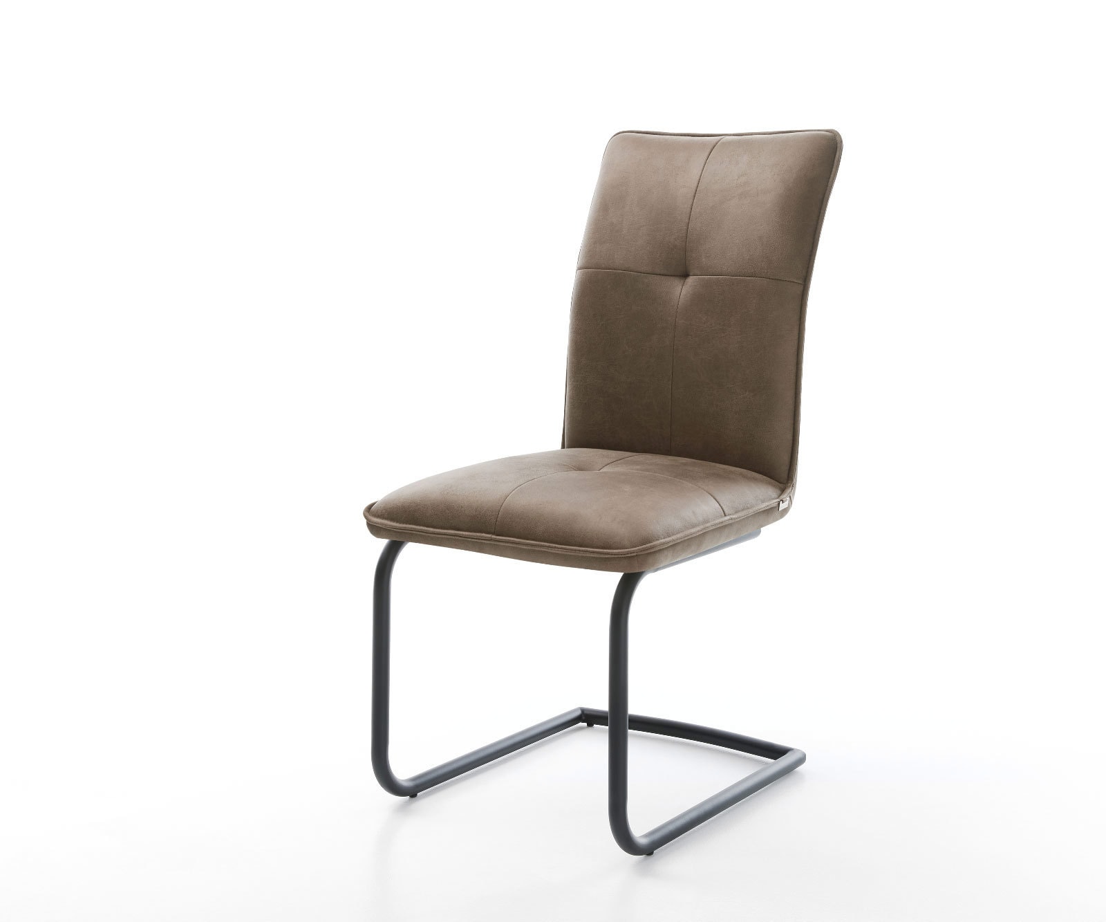 Freischwinger Maddy-Flex Mikrofaser Taupe Vintage Freischwinger rund Schwar günstig online kaufen