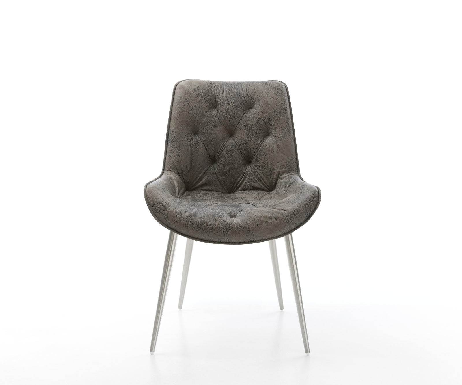 Esszimmerstuhl Taimi-Flex Mikrofaser Grau Antik 4-Fuß konisch Edelstahl 2 Esszimmerstuhl Taimi-Flex Mikrofaser Grau Antik 4-Fuß konisch Edelstahl 2