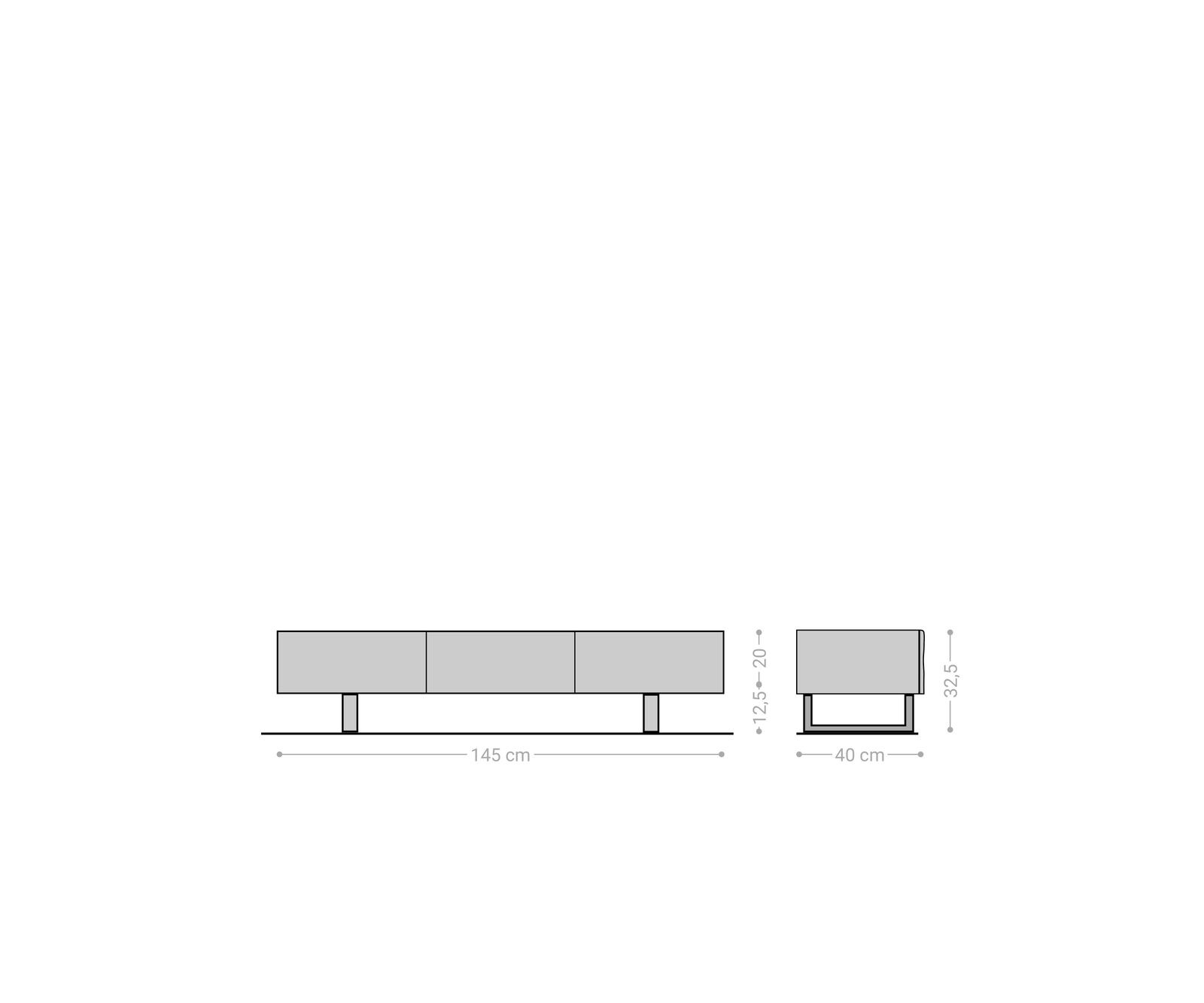 Lowboard New Live-Edge 145 cm Akazie Natur 3 Türen Kufe Metall Schwarz 6